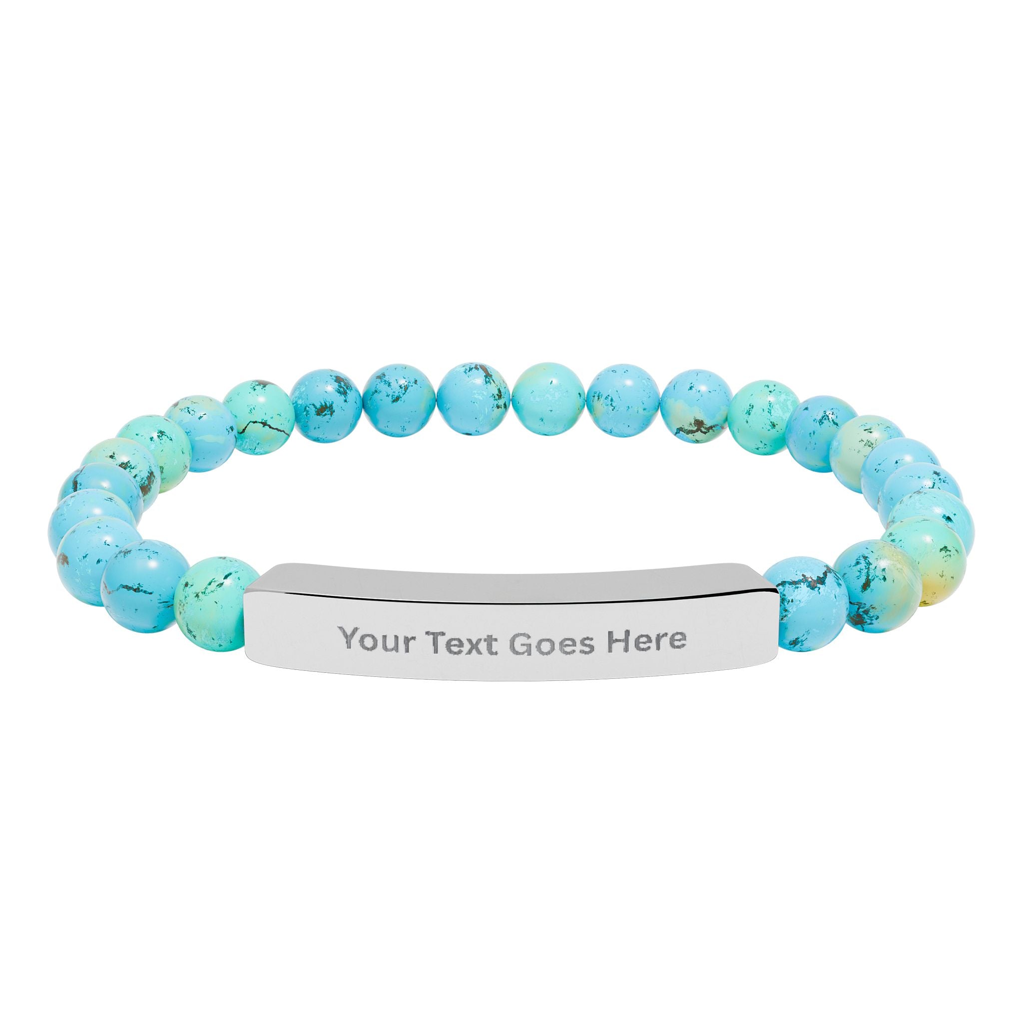 Personalized Beaded Bracelet – Engraved Name Bar Gift