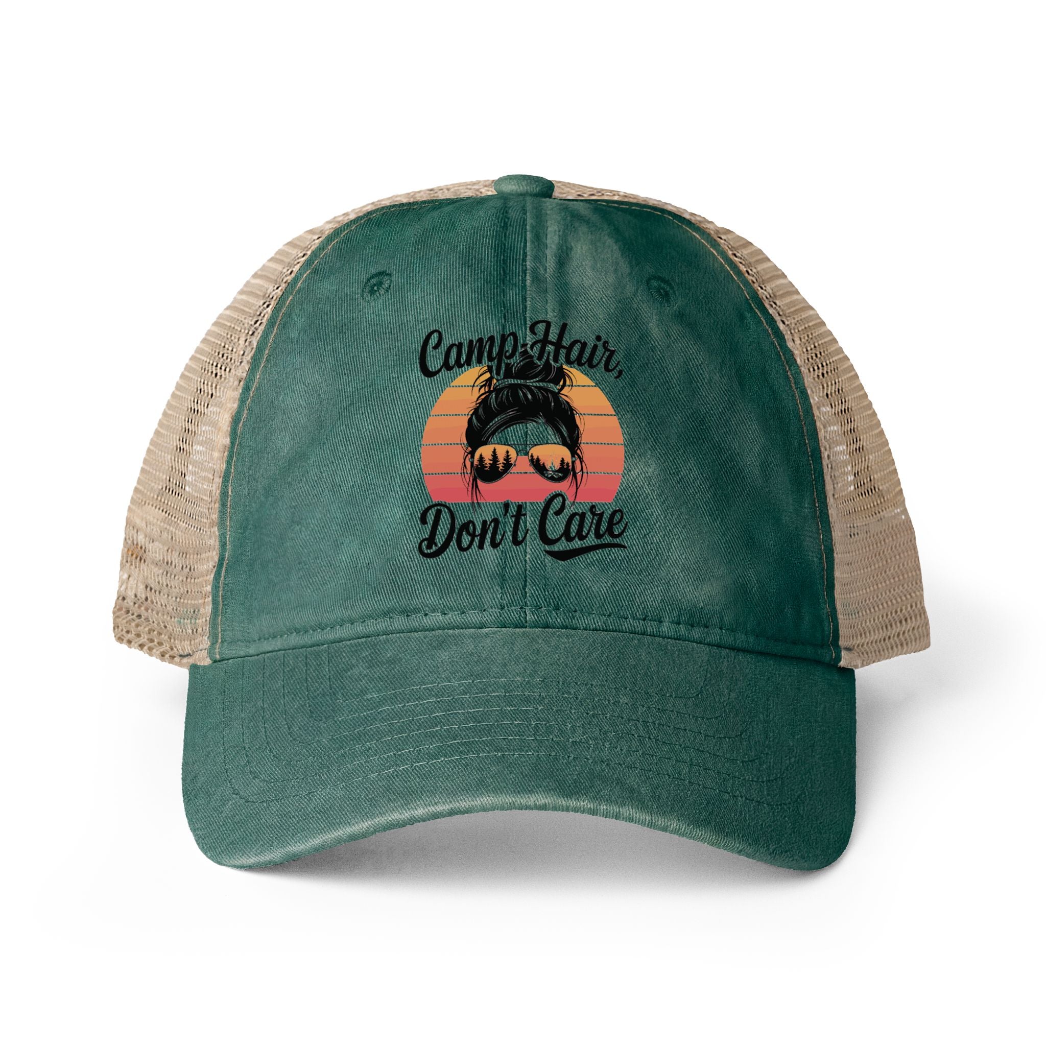 Vintage Washed Ponytail Hat – Women’s Mesh Back Cap | Leopard Print Brim | Casual Summer Baseball Hat
