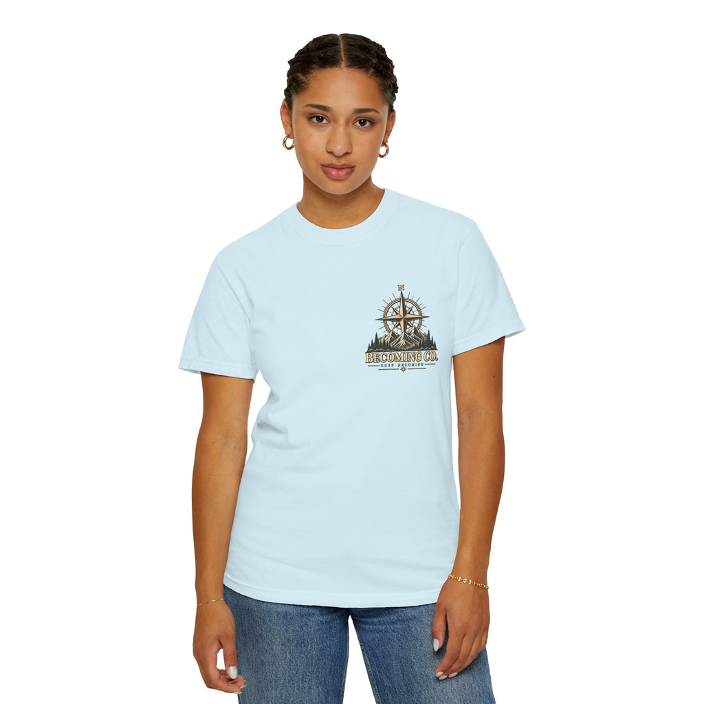 Keep Becoming Unisex Graphic Tee | Vintage Mountain Compass Shirt | Becoming Co.