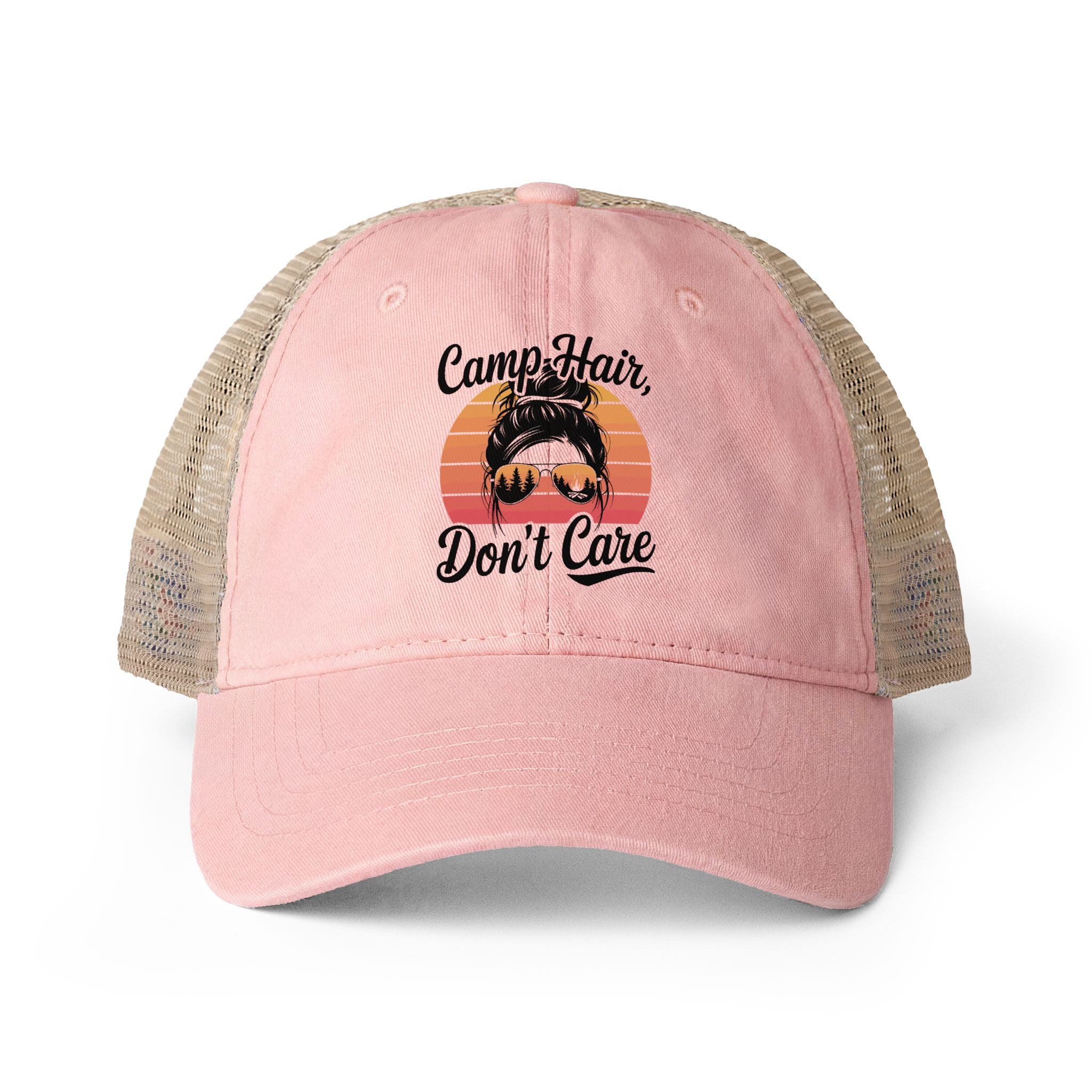 Vintage Washed Ponytail Hat – Women’s Mesh Back Cap | Leopard Print Brim | Casual Summer Baseball Hat