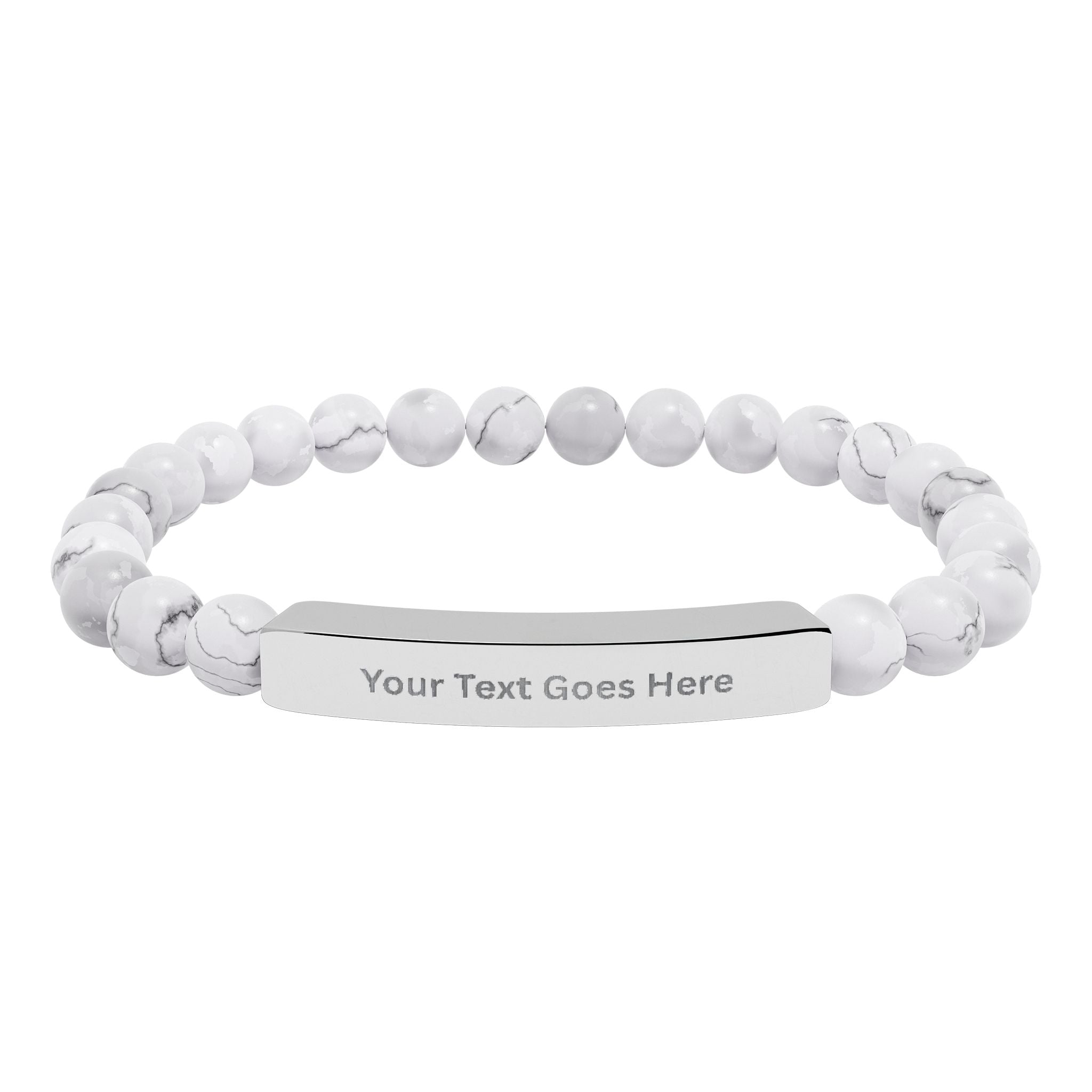 Personalized Beaded Bracelet – Engraved Name Bar Gift