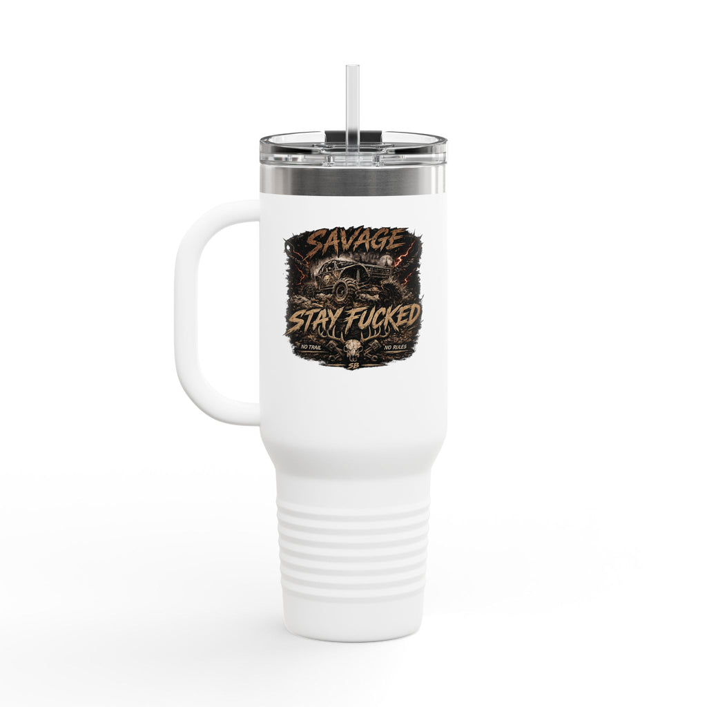 Savage Built 40oz Tumbler – Skull Logo Travel Mug | Insulated Stainless Steel Cup | Rugged Coffee Mug for Work, Outdoors & Daily Grind