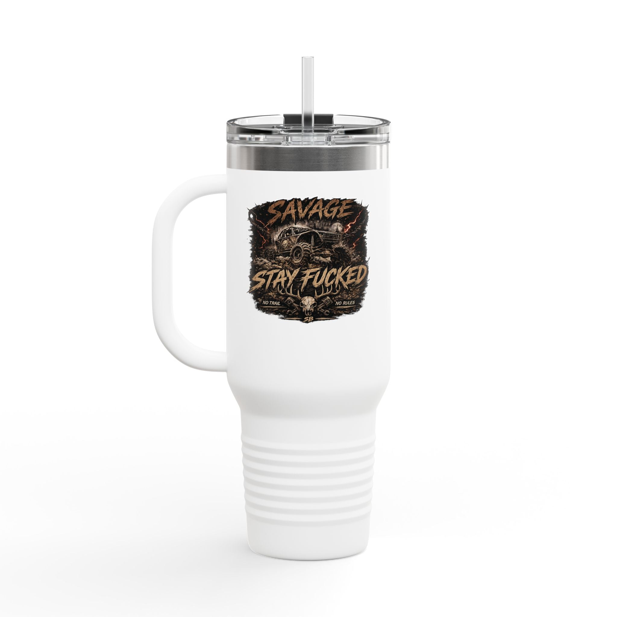 Savage Built 40oz Tumbler – Skull Logo Travel Mug | Insulated Stainless Steel Cup | Rugged Coffee Mug for Work, Outdoors & Daily Grind