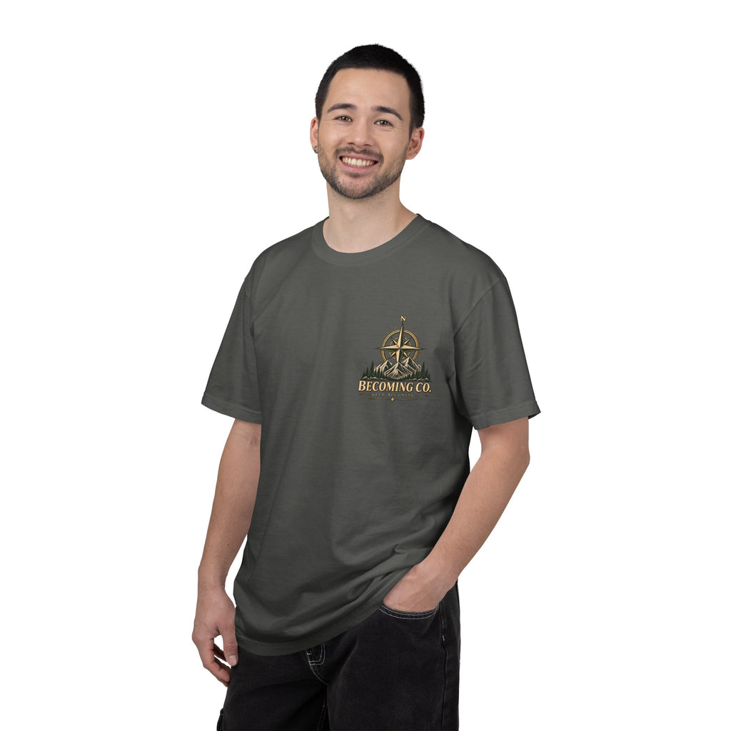 Keep Becoming Unisex Graphic Tee | Vintage Mountain Compass Shirt | Becoming Co.