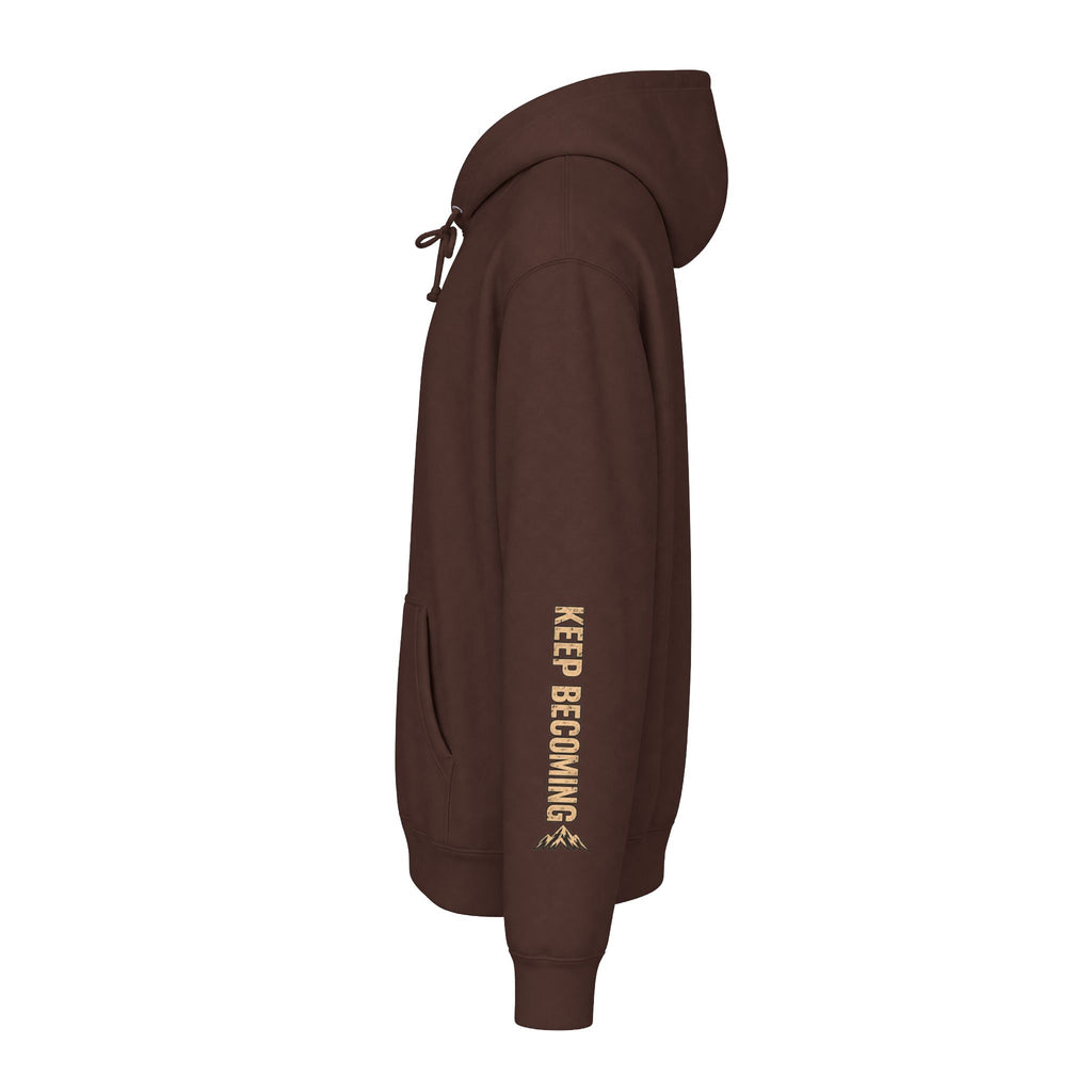 Becoming Co. Keep Becoming Mountain Compass Hoodie | Rugged Outdoor Unisex Hoodie