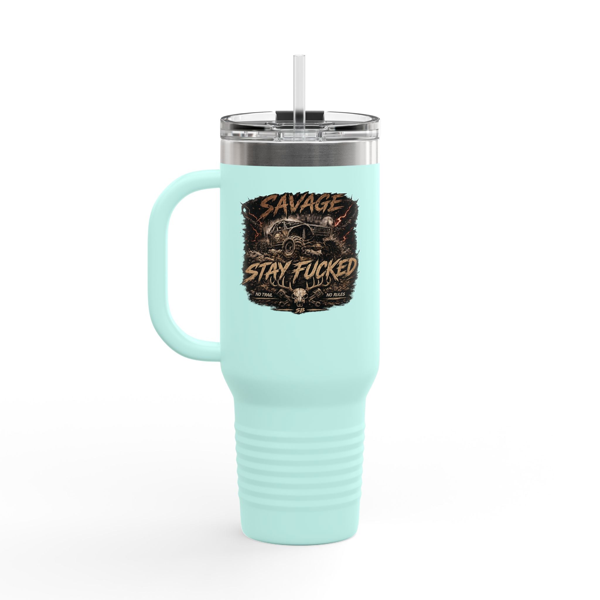 Savage Built 40oz Tumbler – Skull Logo Travel Mug | Insulated Stainless Steel Cup | Rugged Coffee Mug for Work, Outdoors & Daily Grind