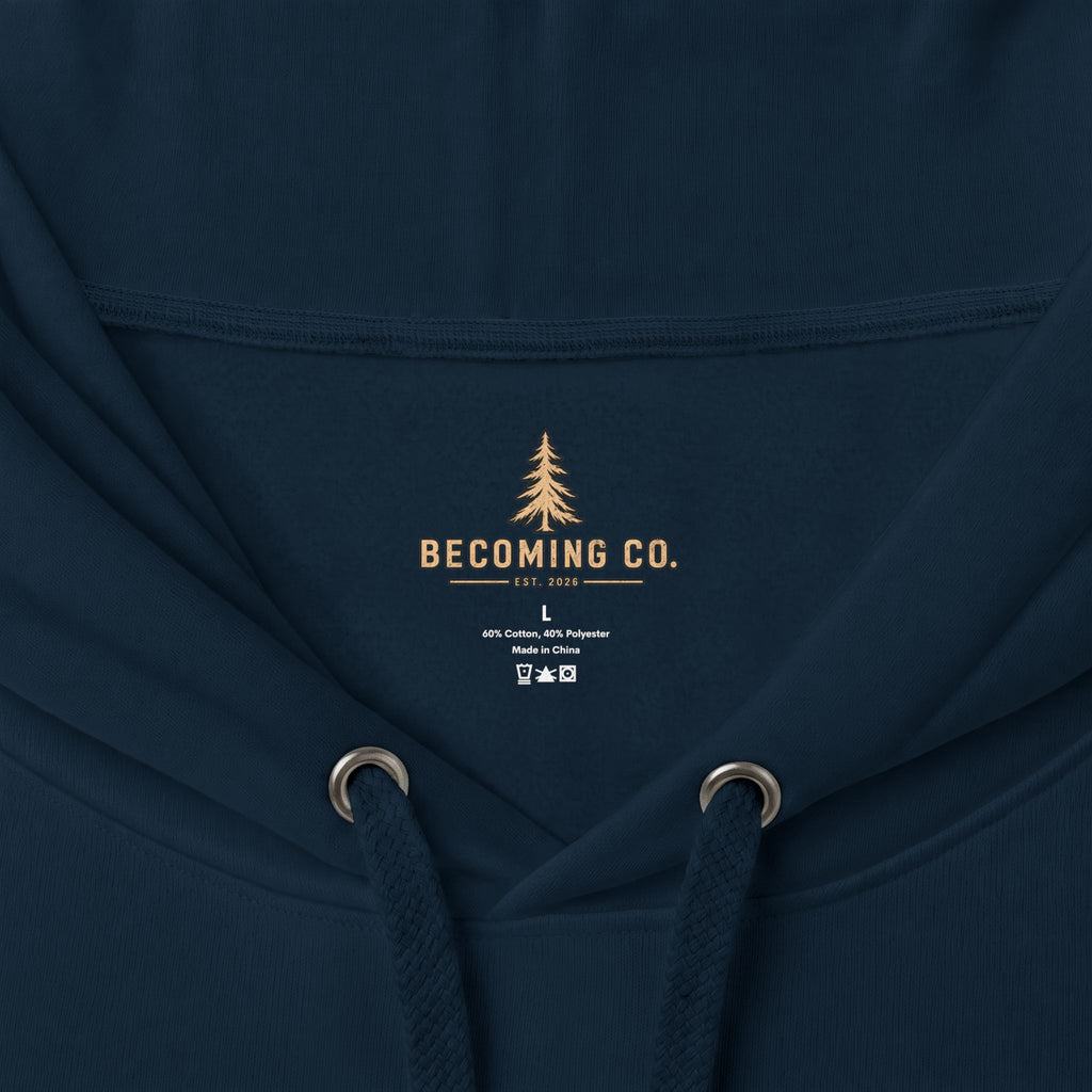 Becoming Co. Keep Becoming Mountain Compass Hoodie | Rugged Outdoor Unisex Hoodie