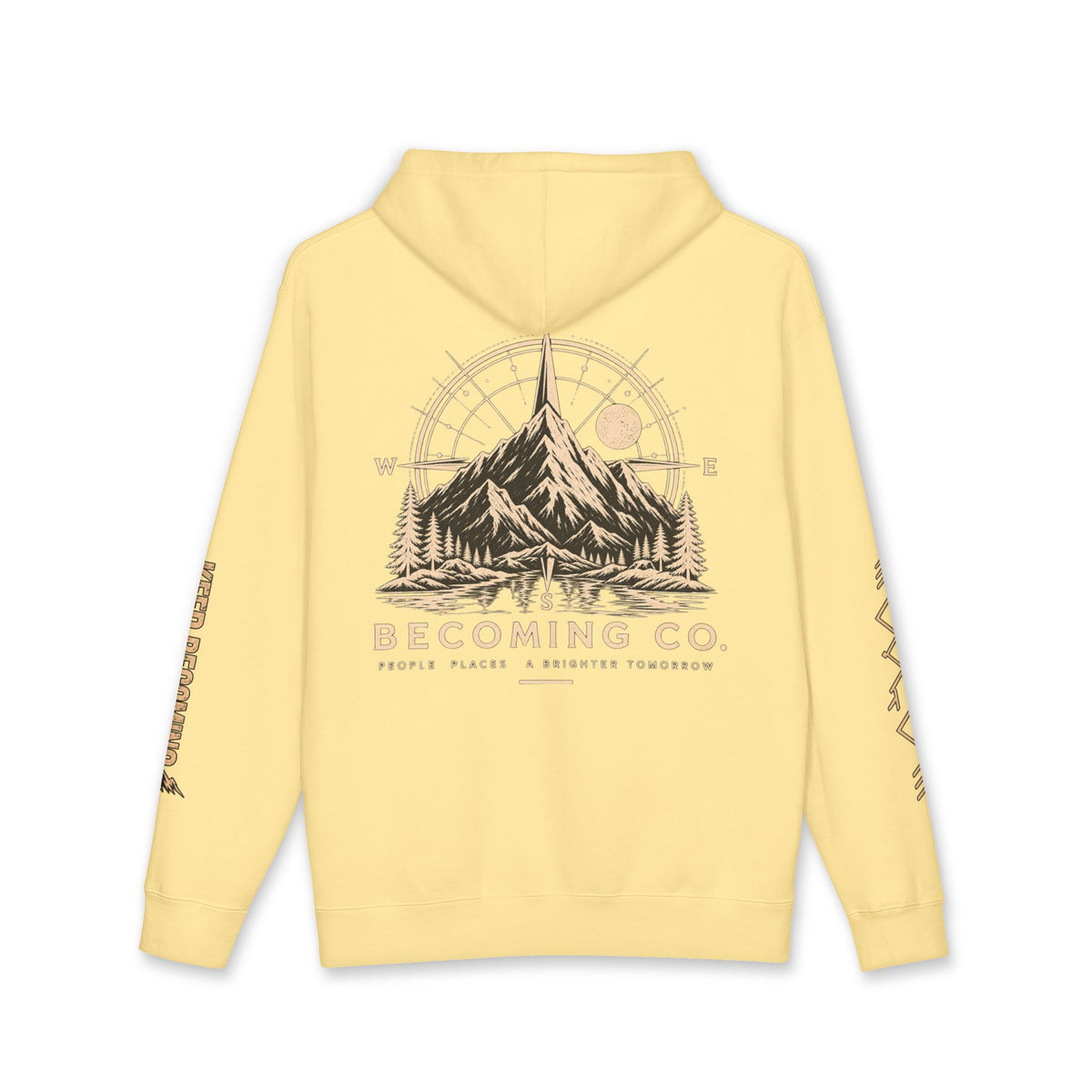 Becoming Co. Keep Becoming Mountain Compass Hoodie | Rugged Outdoor Unisex Hoodie