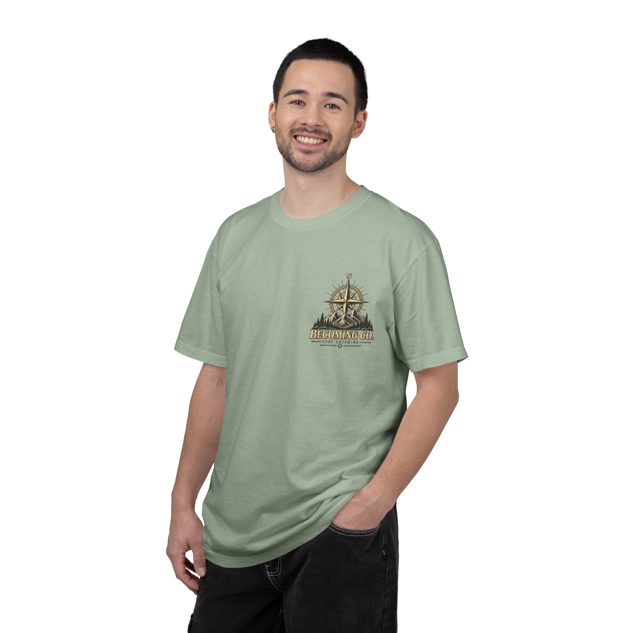 Keep Becoming Unisex Graphic Tee | Vintage Mountain Compass Shirt | Becoming Co.