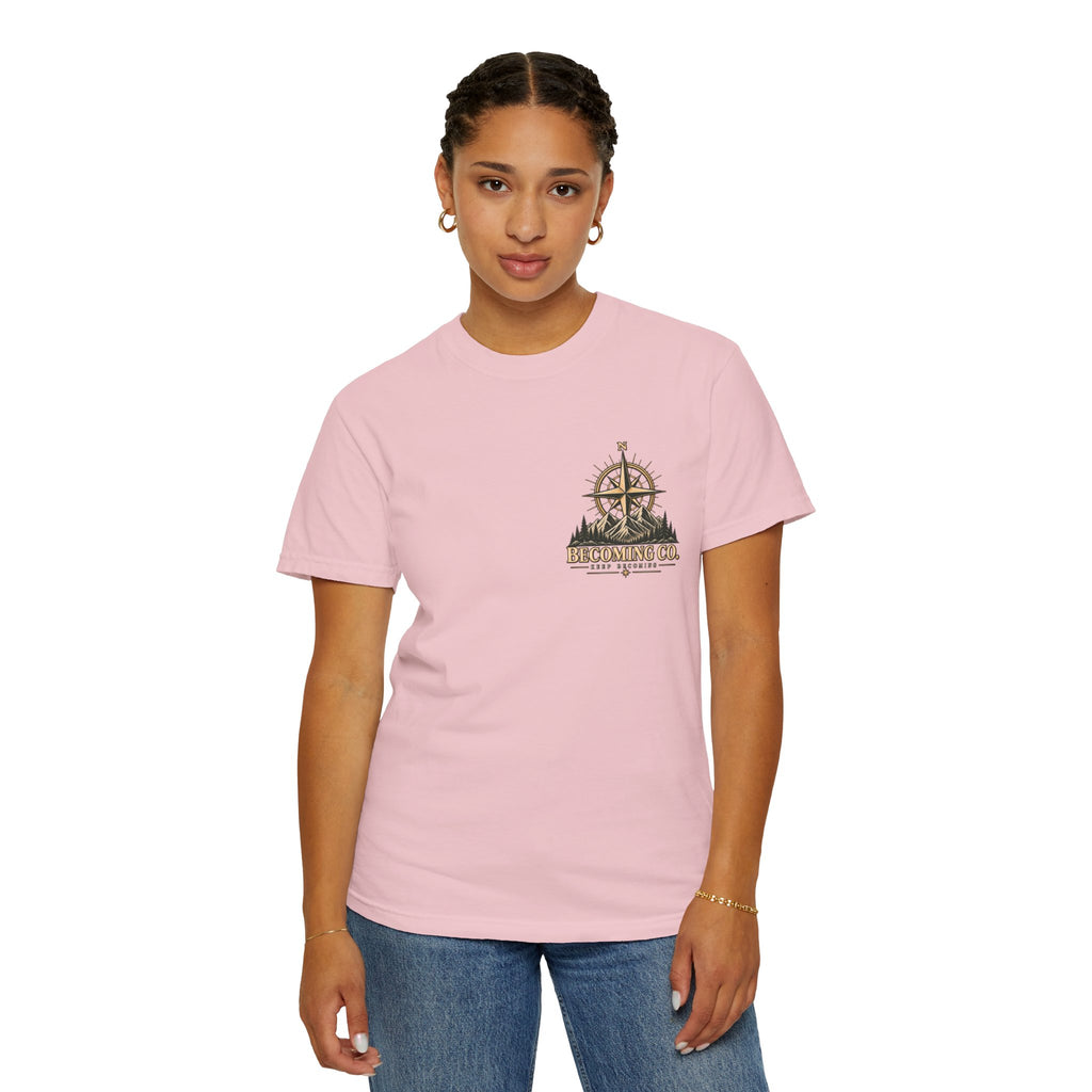 Keep Becoming Unisex Graphic Tee | Vintage Mountain Compass Shirt | Becoming Co.