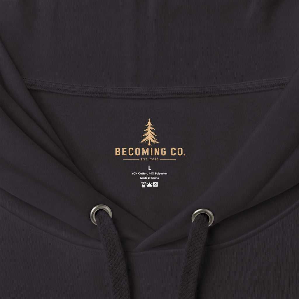 Becoming Co. Keep Becoming Mountain Compass Hoodie | Rugged Outdoor Unisex Hoodie