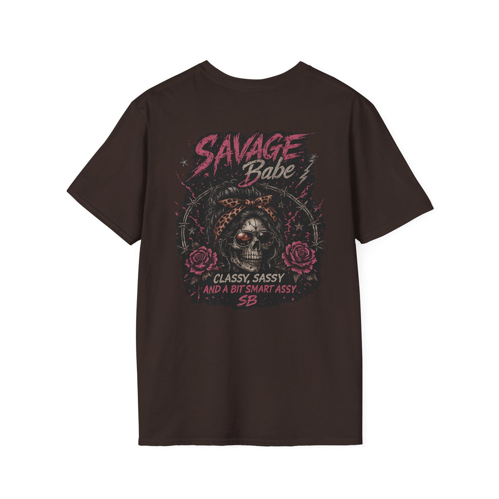Savage Babe Skull Graphic T-Shirt | Edgy Streetwear Tee | Grunge Aesthetic Shirt | Bold Back Print | Classy Sassy Shirt