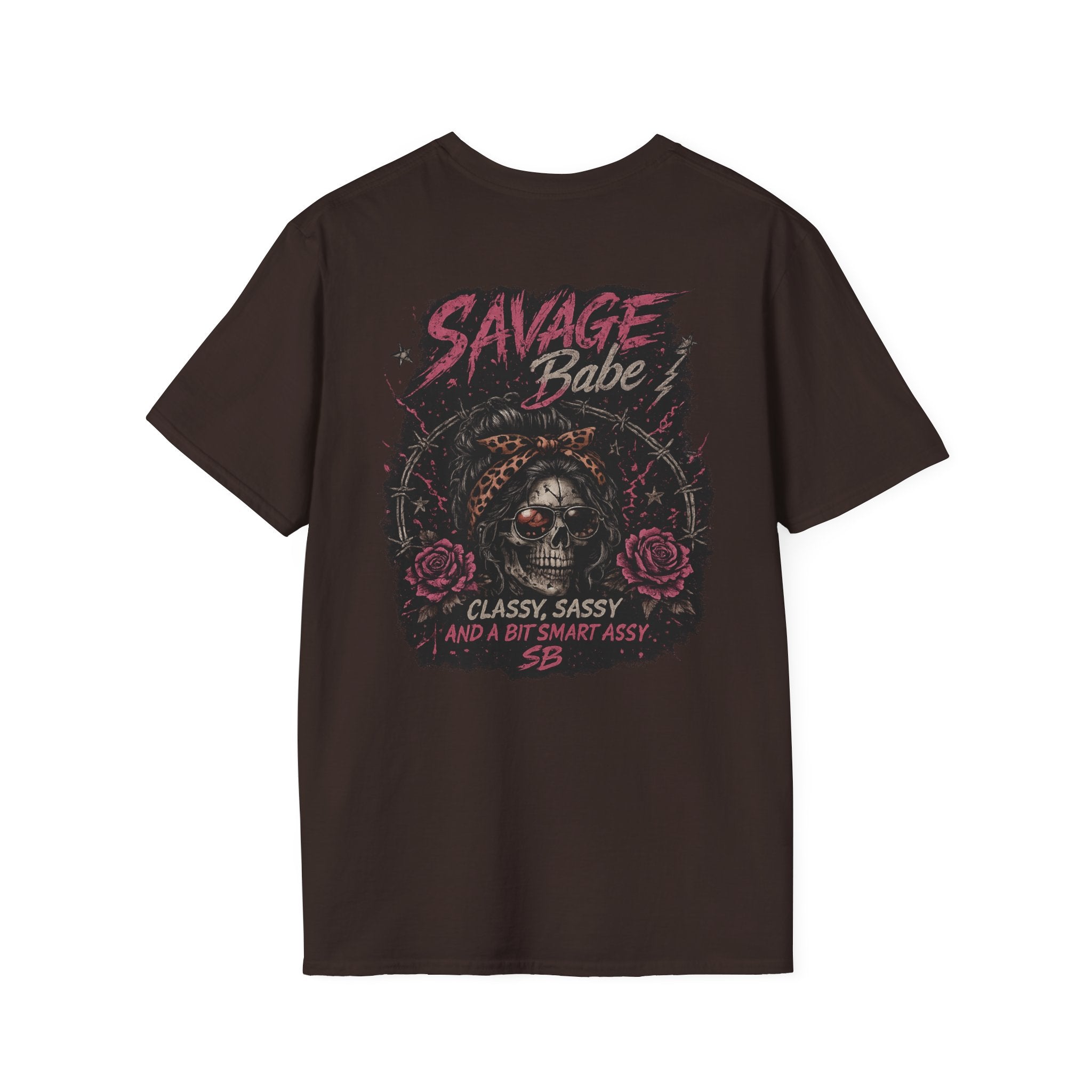 Savage Babe Skull Graphic T-Shirt | Edgy Streetwear Tee | Grunge Aesthetic Shirt | Bold Back Print | Classy Sassy Shirt