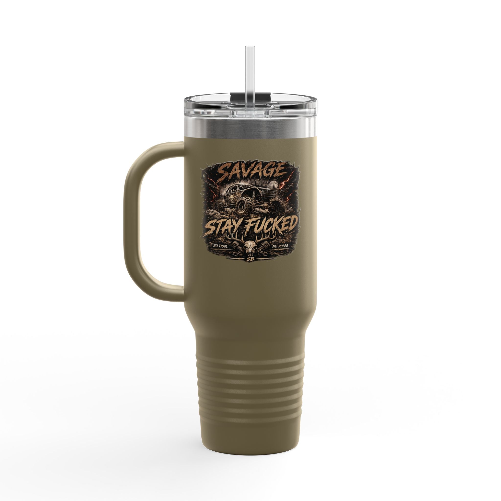 Savage Built 40oz Tumbler – Skull Logo Travel Mug | Insulated Stainless Steel Cup | Rugged Coffee Mug for Work, Outdoors & Daily Grind