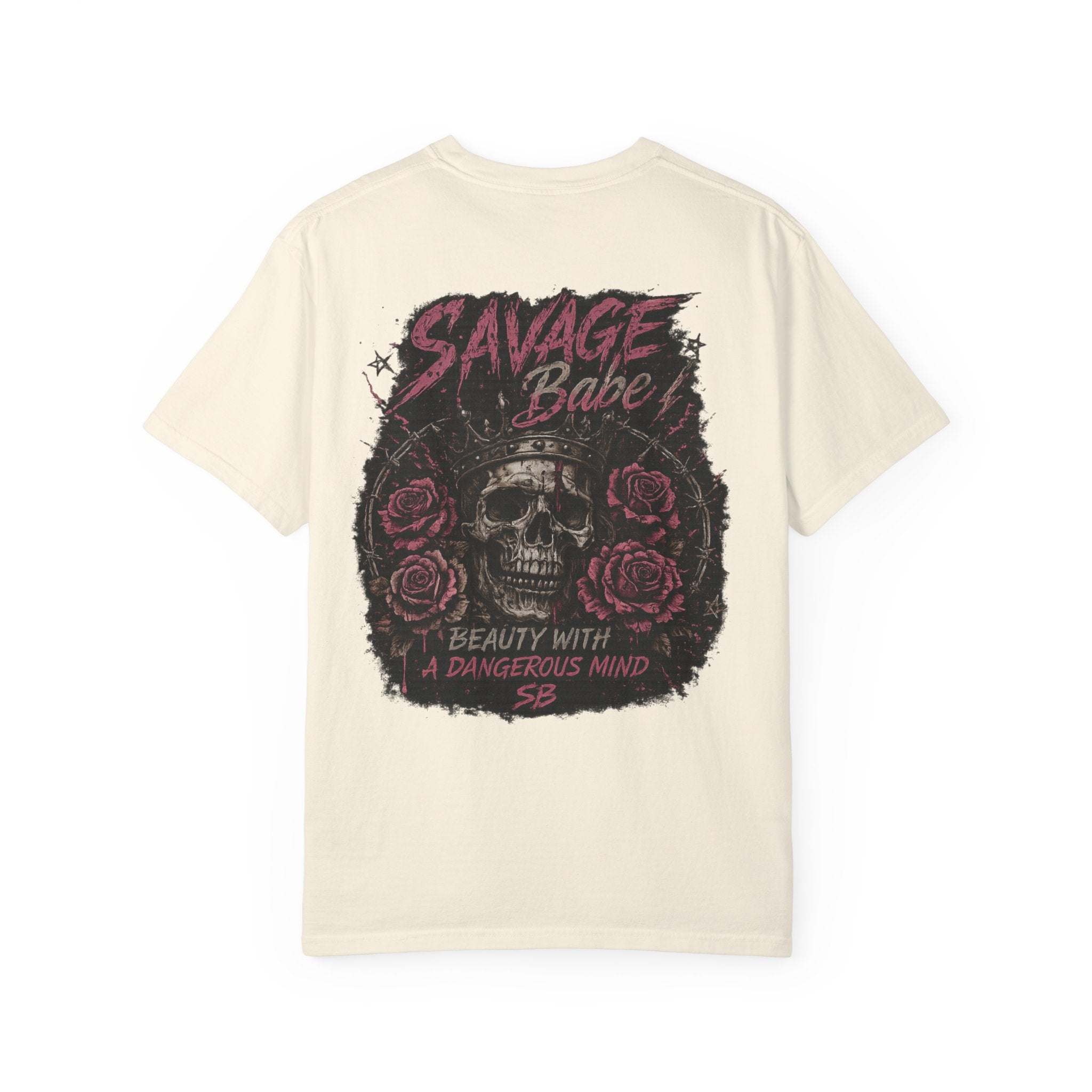 Savage Babe Skull T-Shirt | Edgy Graphic Tee | Grunge Aesthetic Shirt | Streetwear Women’s Tee | Bold Back Print Shirt