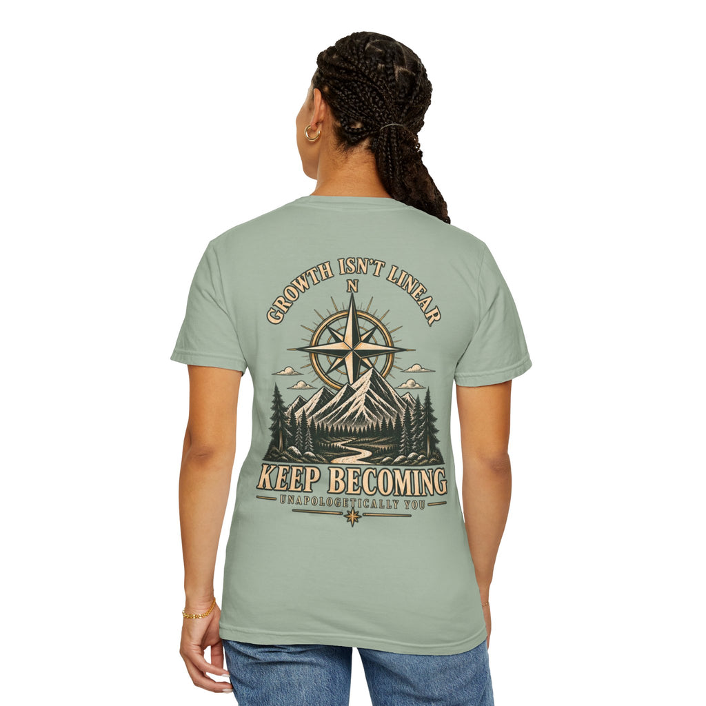 Keep Becoming Unisex Graphic Tee | Vintage Mountain Compass Shirt | Becoming Co.