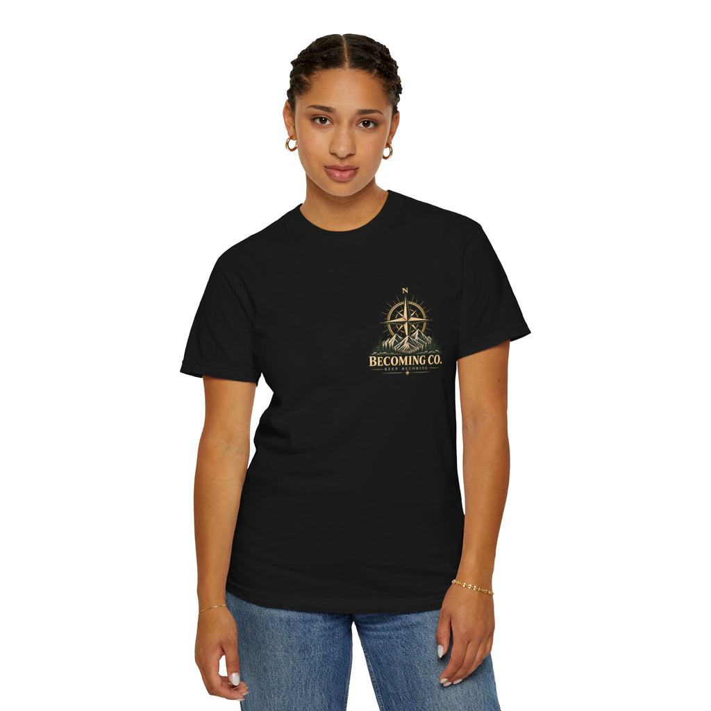 Keep Becoming Unisex Graphic Tee | Vintage Mountain Compass Shirt | Becoming Co.