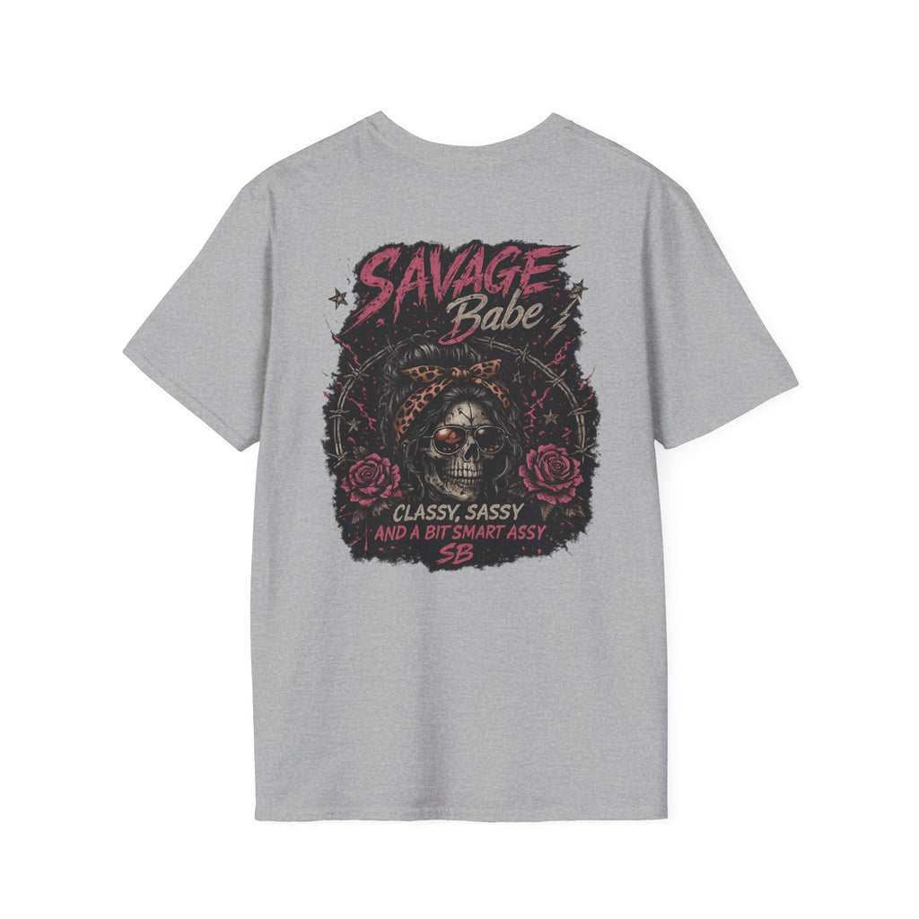 Savage Babe Skull Graphic T-Shirt | Edgy Streetwear Tee | Grunge Aesthetic Shirt | Bold Back Print | Classy Sassy Shirt