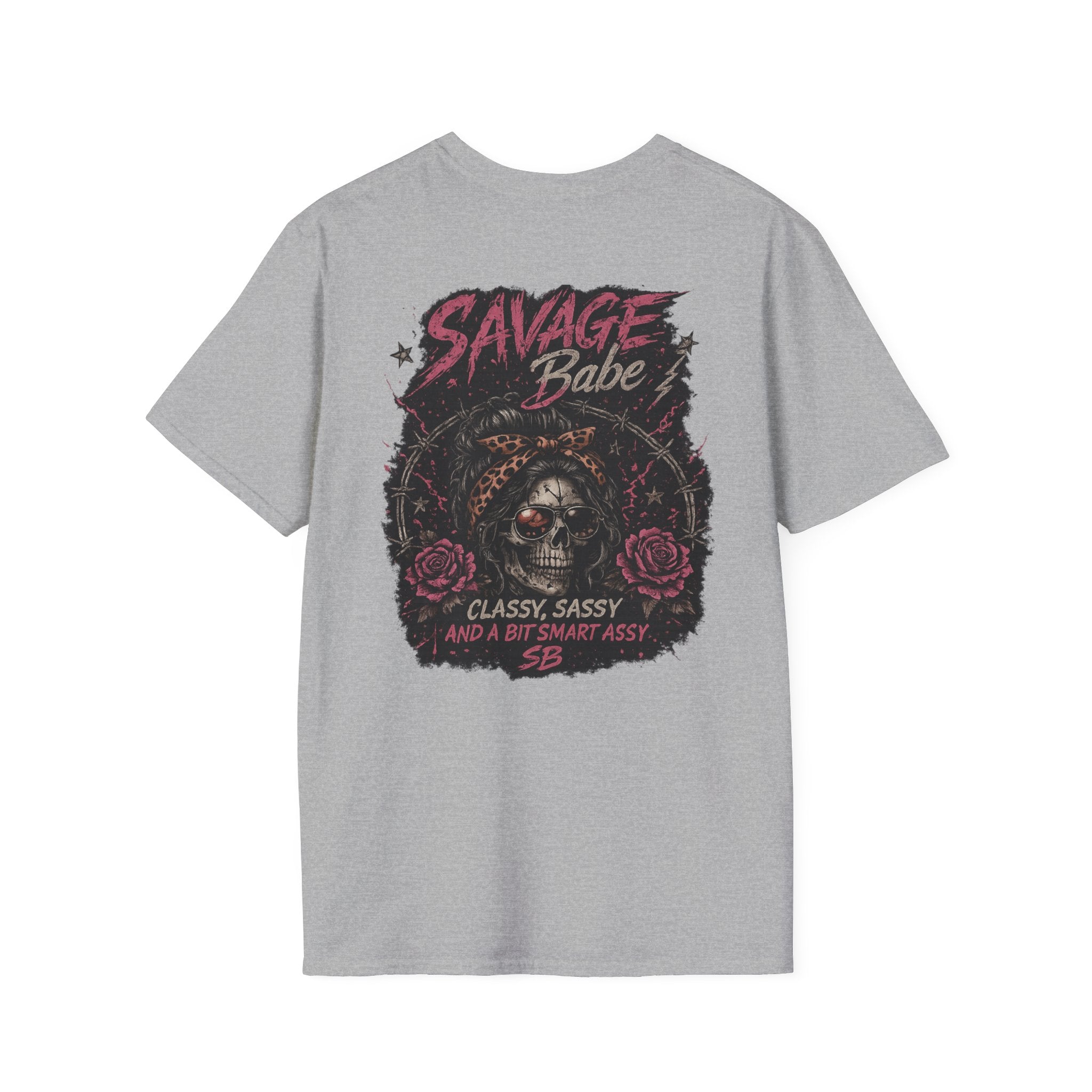Savage Babe Skull Graphic T-Shirt | Edgy Streetwear Tee | Grunge Aesthetic Shirt | Bold Back Print | Classy Sassy Shirt