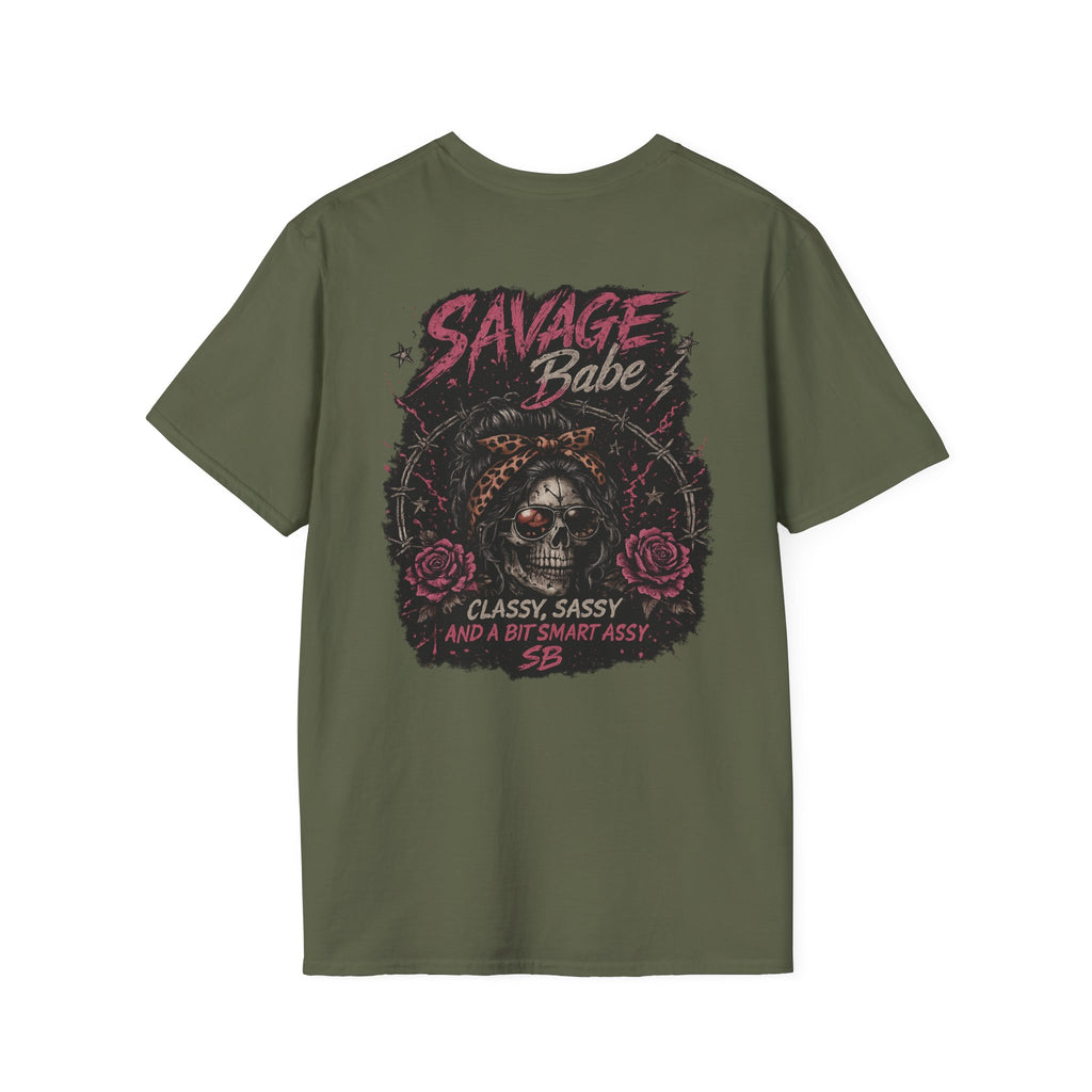 Savage Babe Skull Graphic T-Shirt | Edgy Streetwear Tee | Grunge Aesthetic Shirt | Bold Back Print | Classy Sassy Shirt