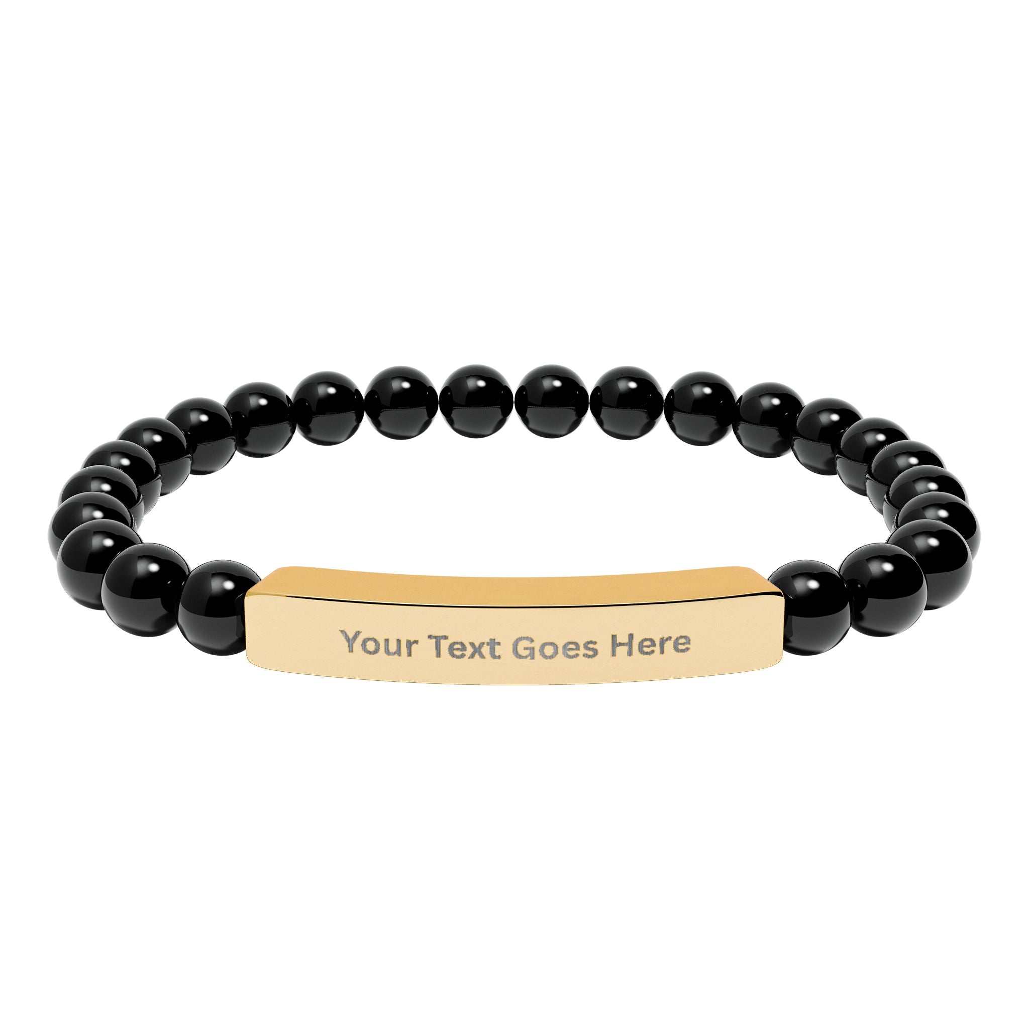 Personalized Beaded Bracelet – Engraved Name Bar Gift