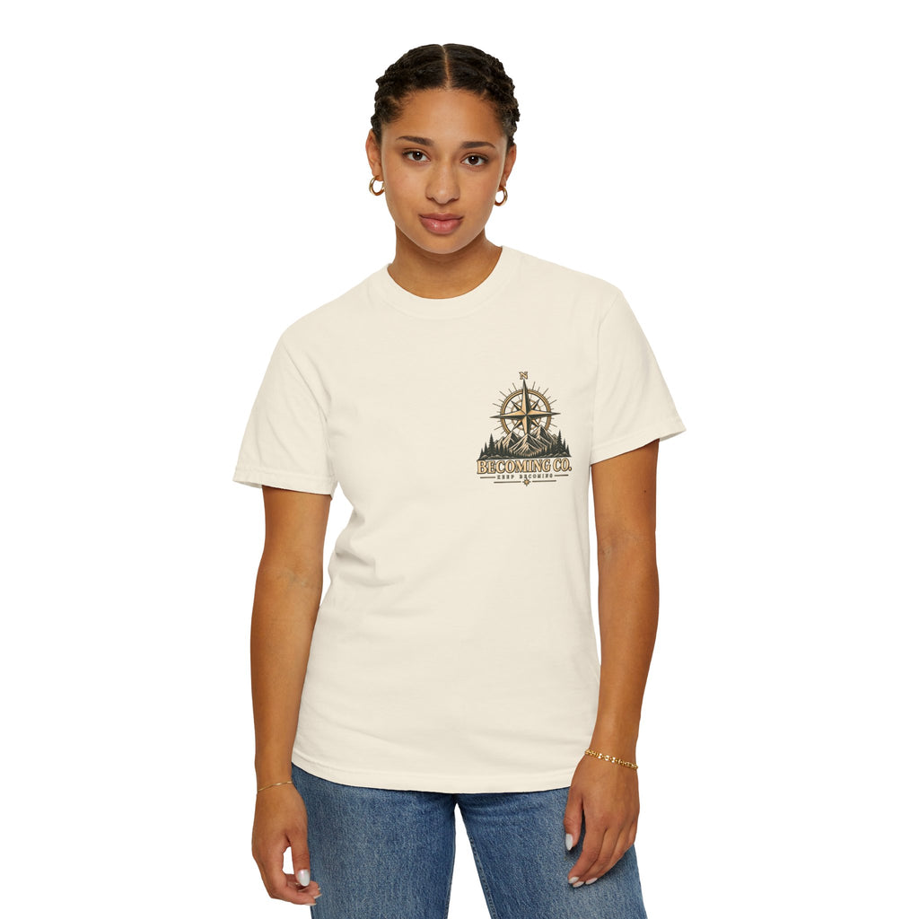 Keep Becoming Unisex Graphic Tee | Vintage Mountain Compass Shirt | Becoming Co.