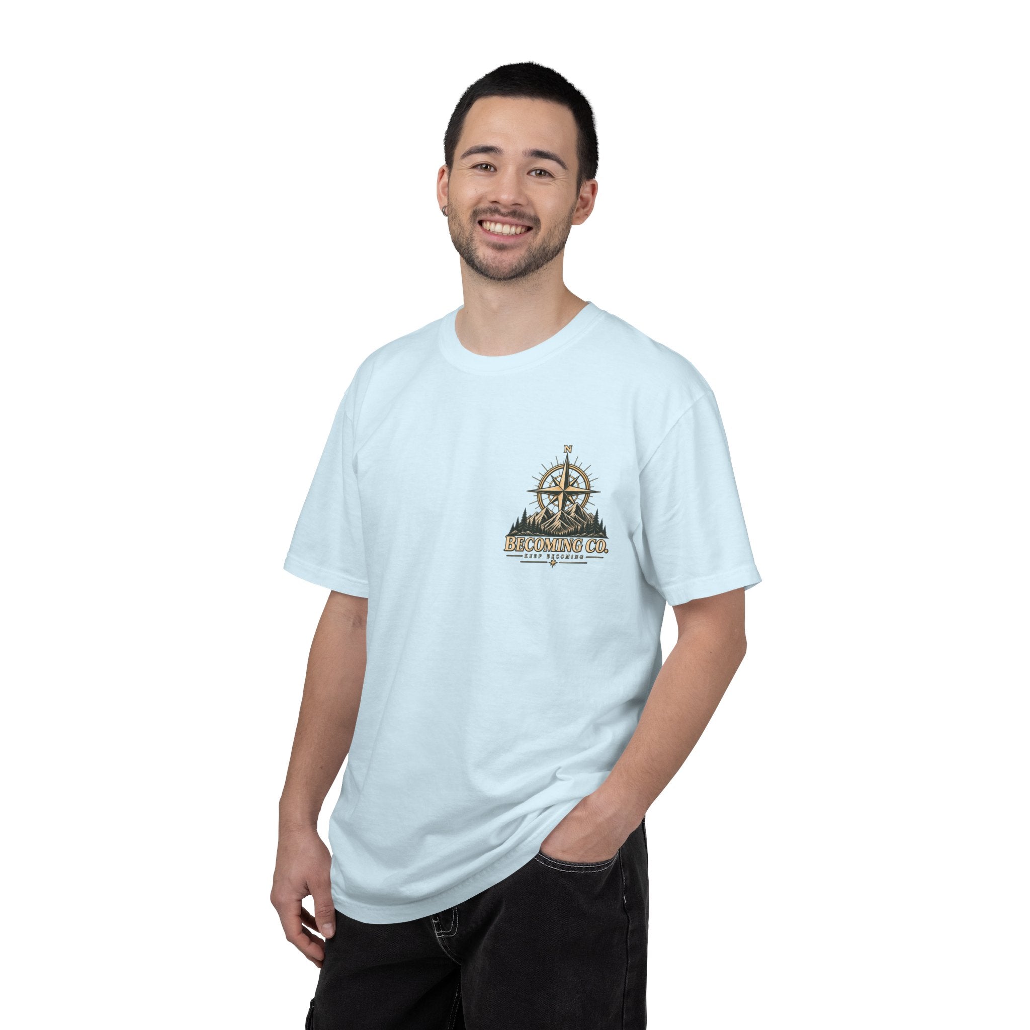 Keep Becoming Unisex Graphic Tee | Vintage Mountain Compass Shirt | Becoming Co.