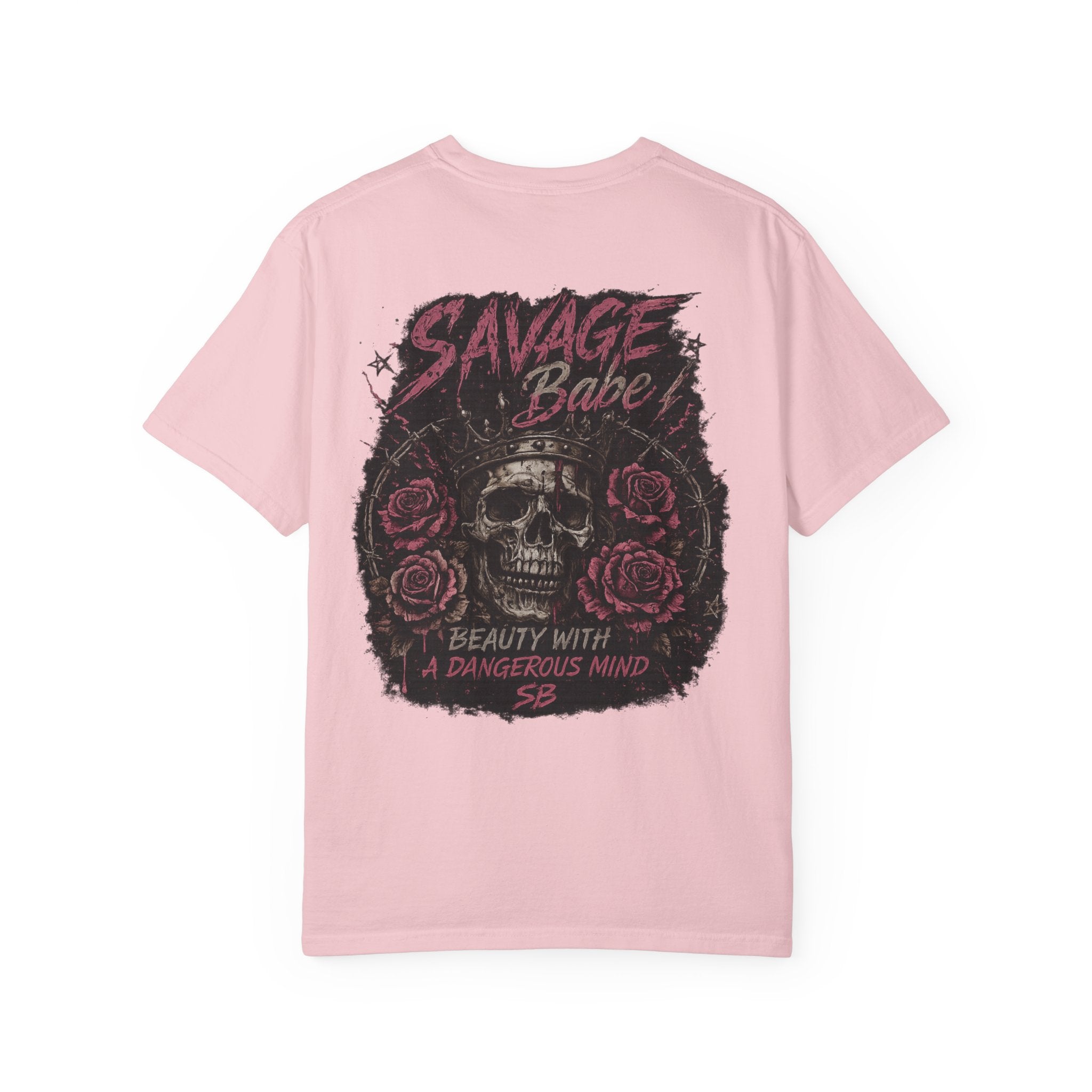 Savage Babe Skull T-Shirt | Edgy Graphic Tee | Grunge Aesthetic Shirt | Streetwear Women’s Tee | Bold Back Print Shirt