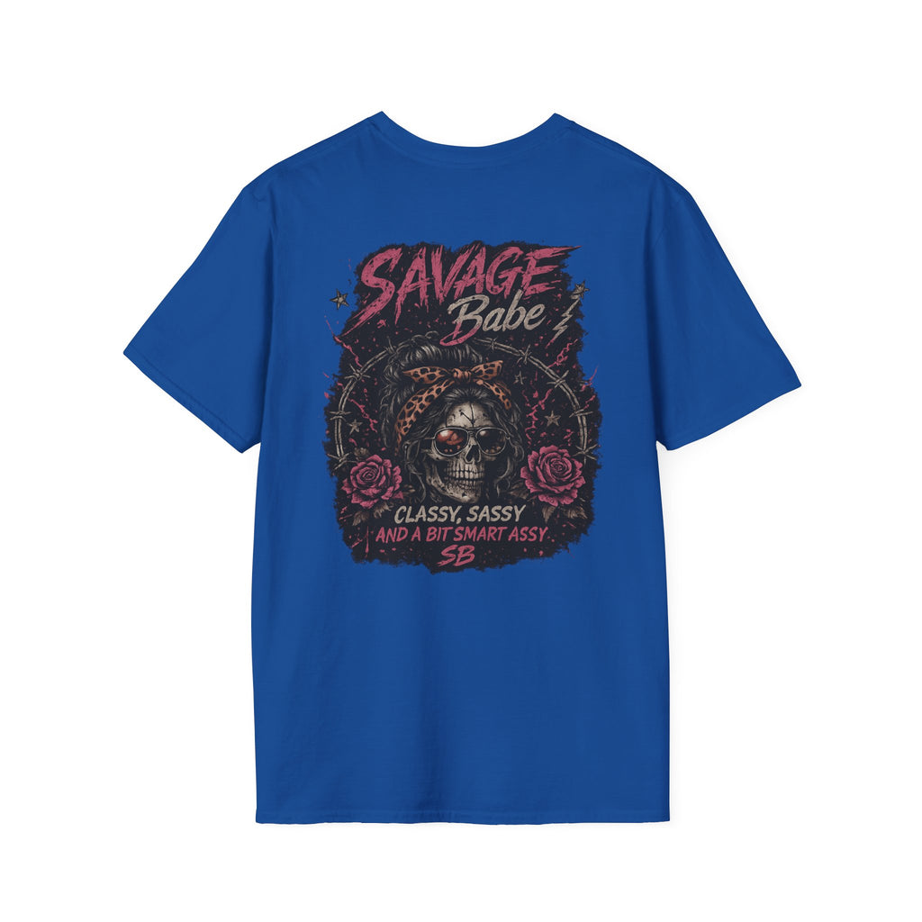 Savage Babe Skull Graphic T-Shirt | Edgy Streetwear Tee | Grunge Aesthetic Shirt | Bold Back Print | Classy Sassy Shirt