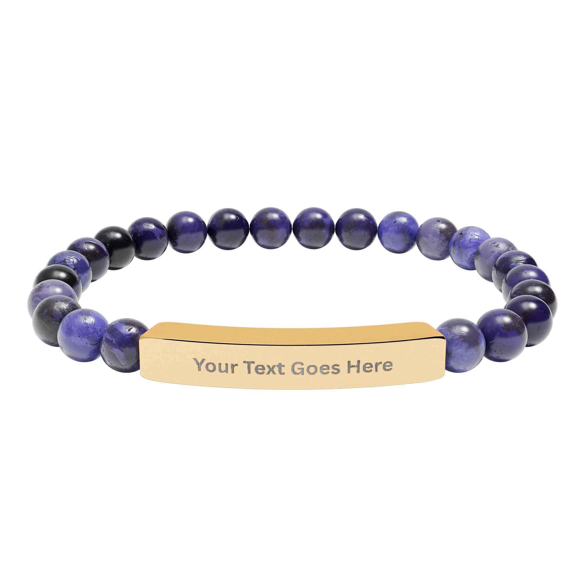 Personalized Beaded Bracelet – Engraved Name Bar Gift