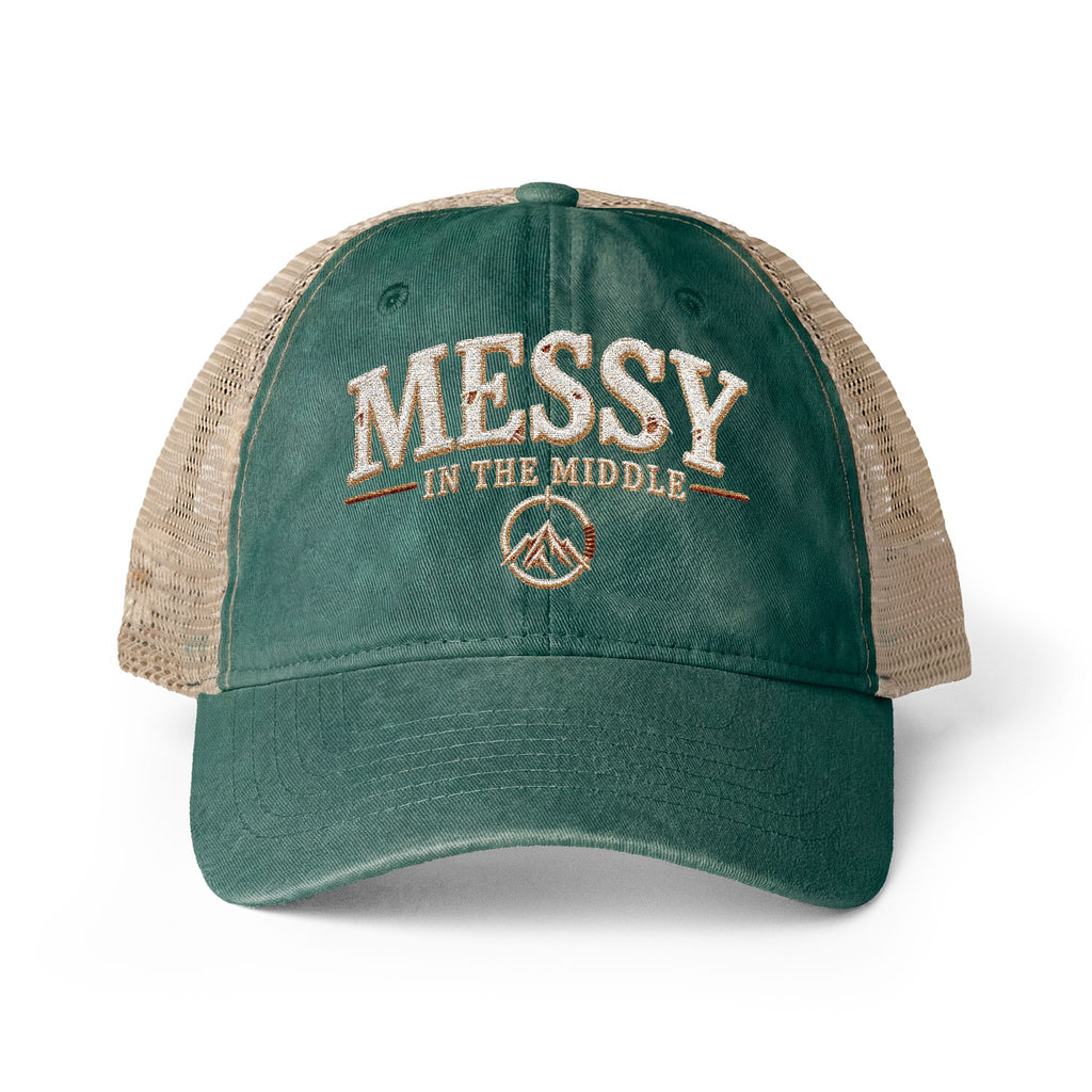Messy in the Middle Washed Trucker Hat | Becoming Co.