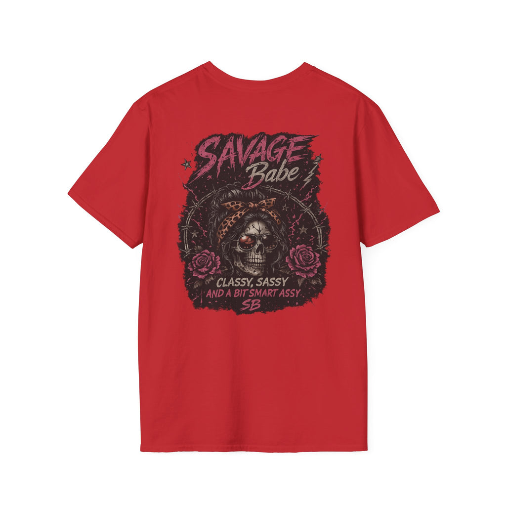 Savage Babe Skull Graphic T-Shirt | Edgy Streetwear Tee | Grunge Aesthetic Shirt | Bold Back Print | Classy Sassy Shirt