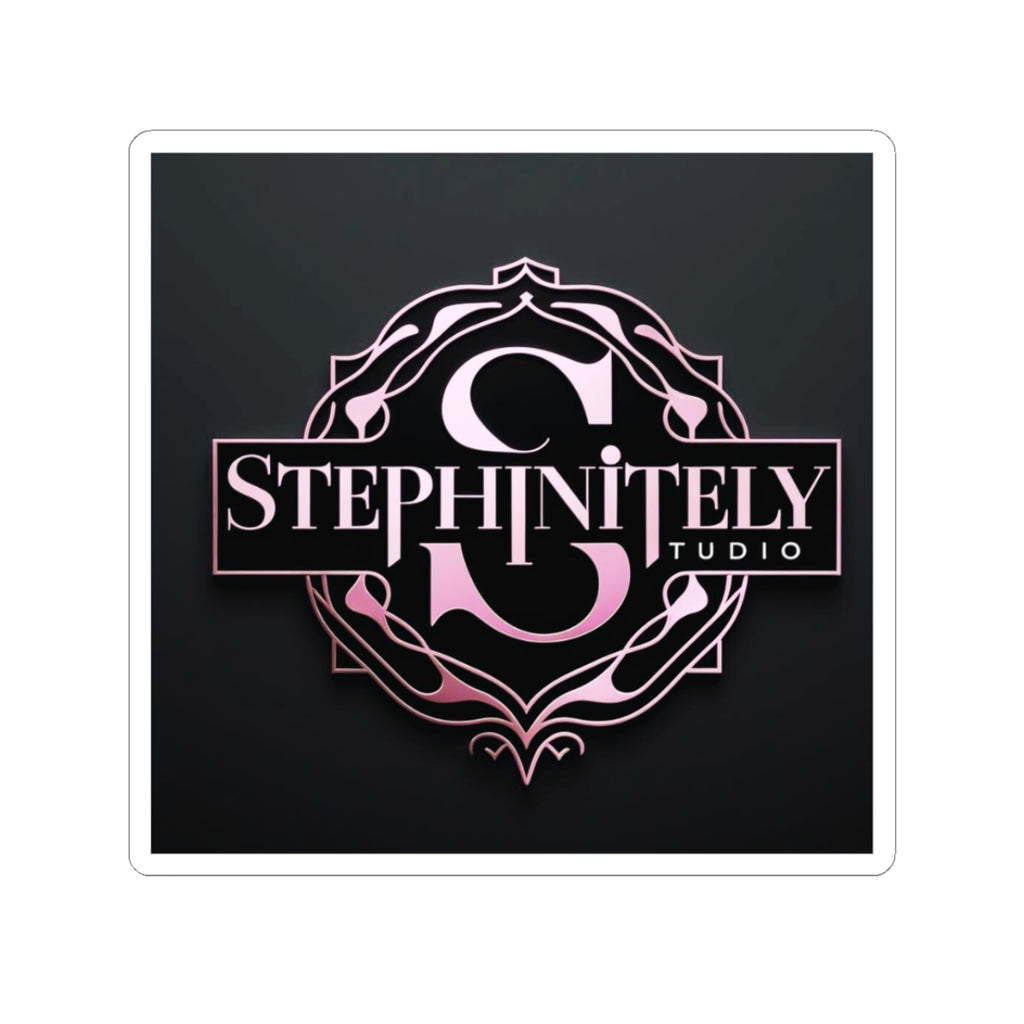 Stephinitely Studio Logo Sticker – Elegant Pink Monogram Kiss-Cut Sticker