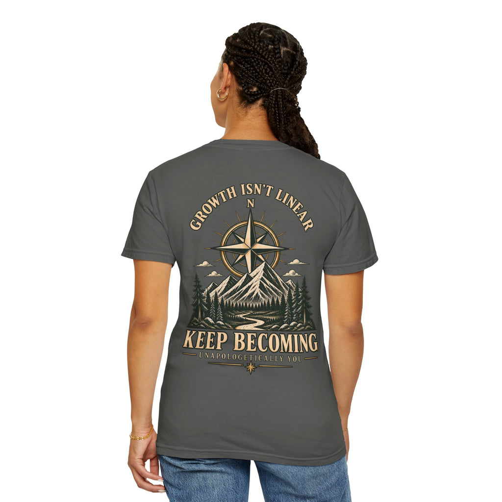 Keep Becoming Unisex Graphic Tee | Vintage Mountain Compass Shirt | Becoming Co.