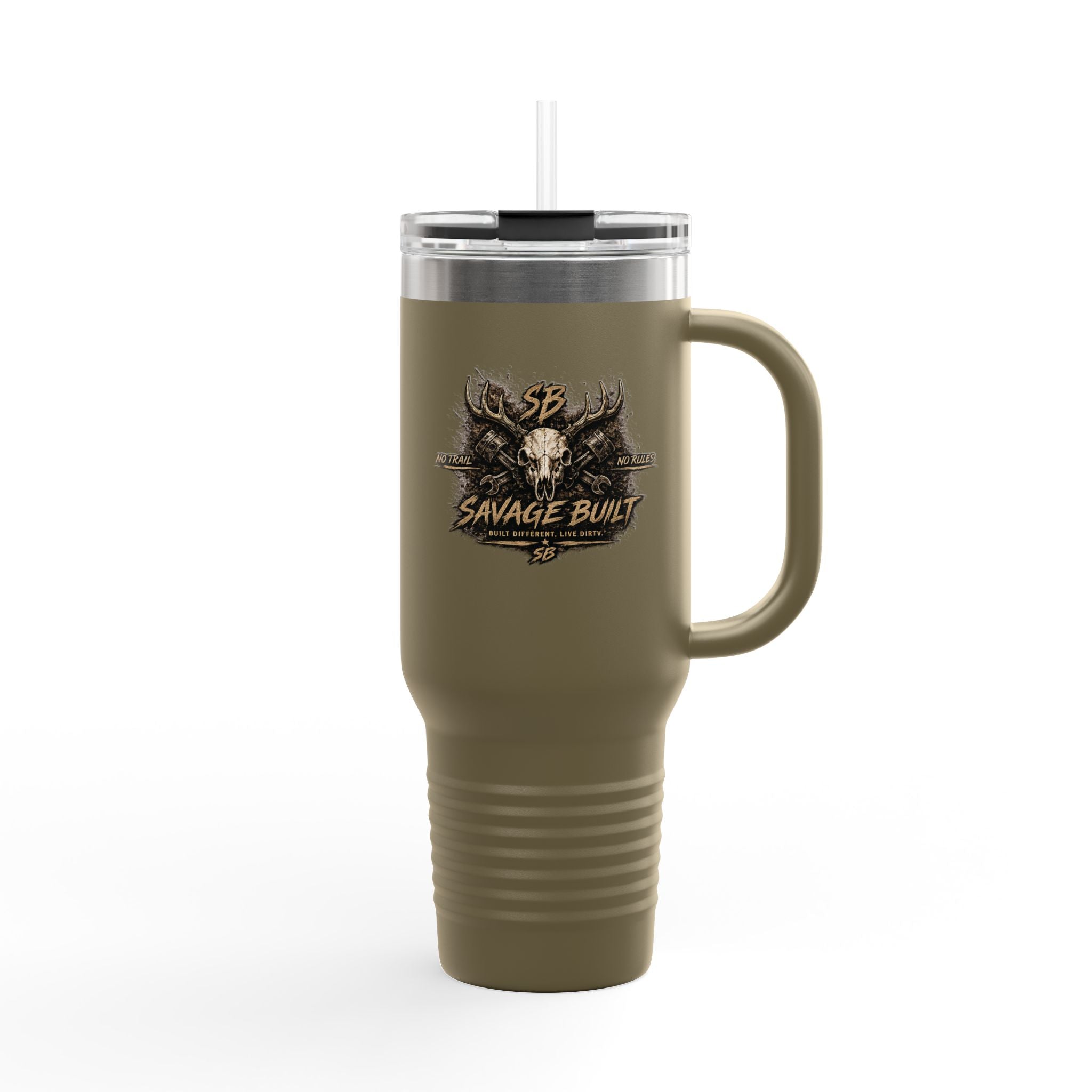 Savage Built 40oz Tumbler – Skull Logo Travel Mug | Insulated Stainless Steel Cup | Rugged Coffee Mug for Work, Outdoors & Daily Grind