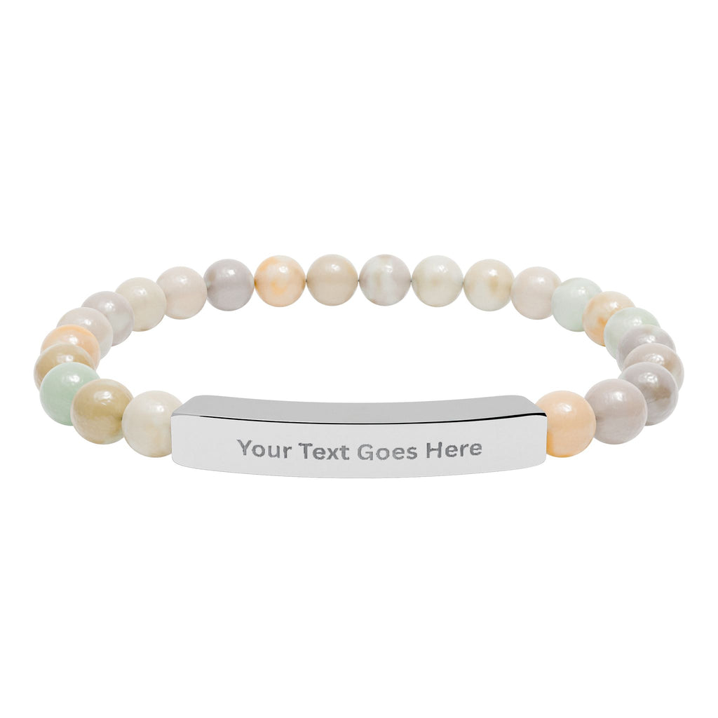 Personalized Beaded Bracelet – Engraved Name Bar Gift