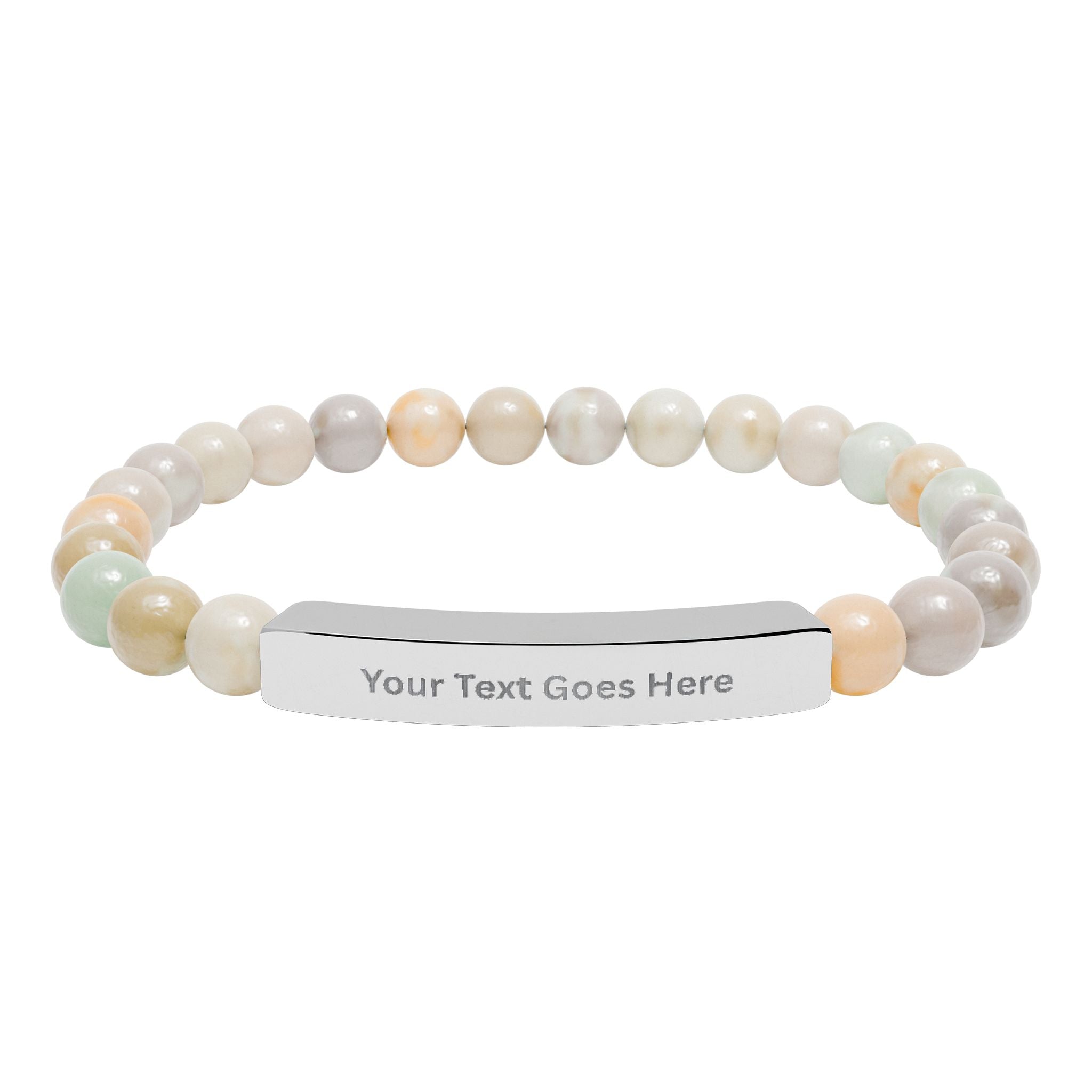 Personalized Beaded Bracelet – Engraved Name Bar Gift