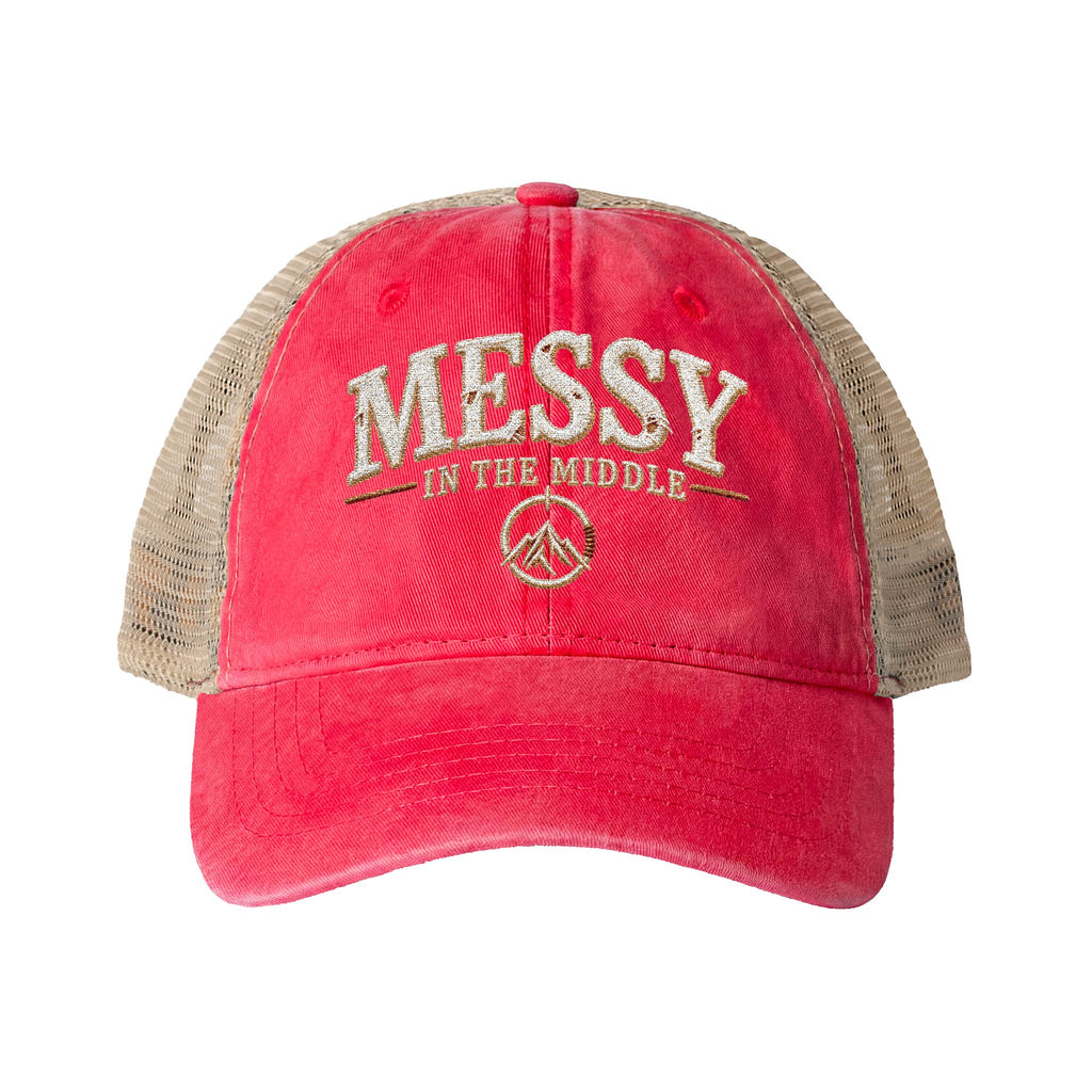 Messy in the Middle Washed Trucker Hat | Becoming Co.