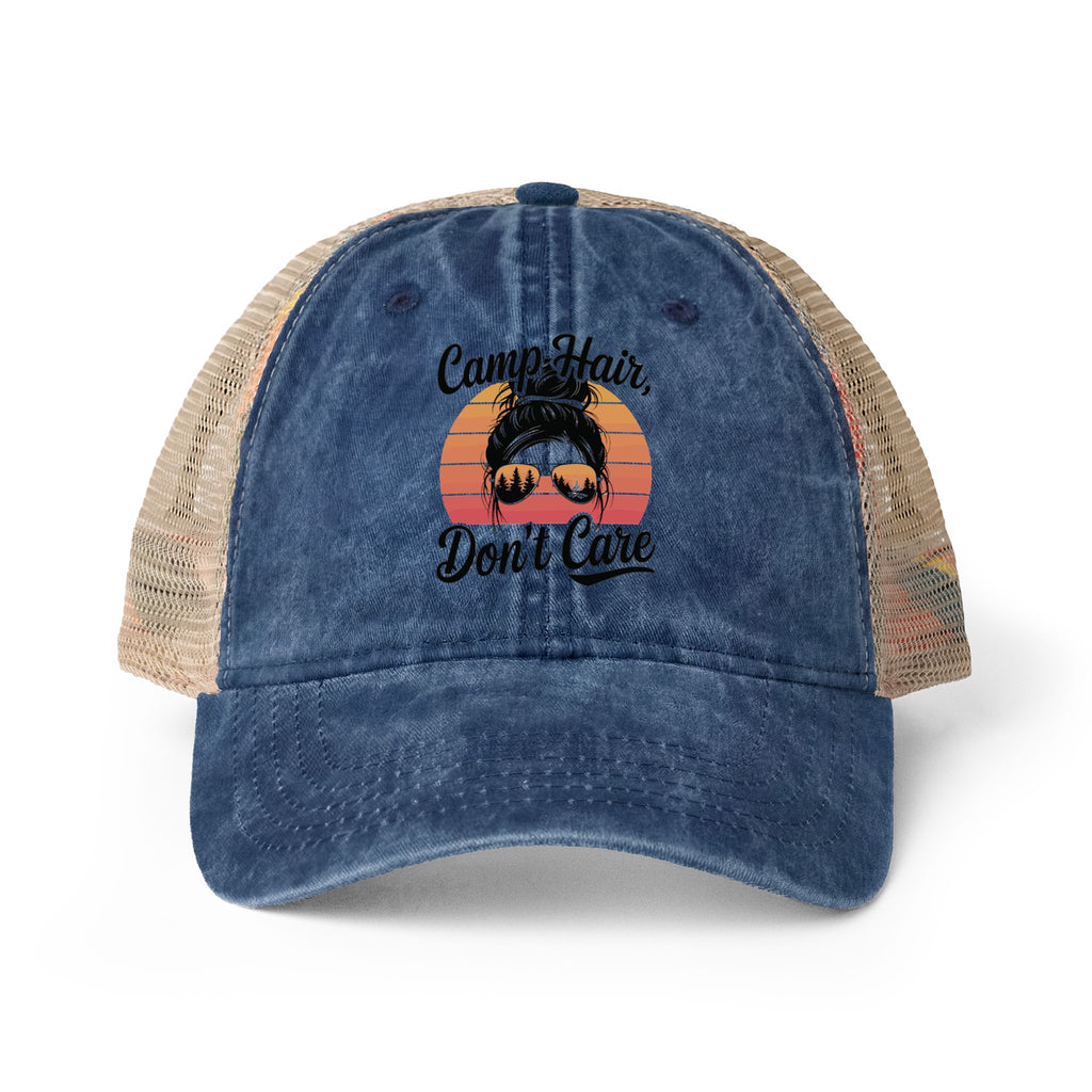 Vintage Washed Ponytail Hat – Women’s Mesh Back Cap | Leopard Print Brim | Casual Summer Baseball Hat