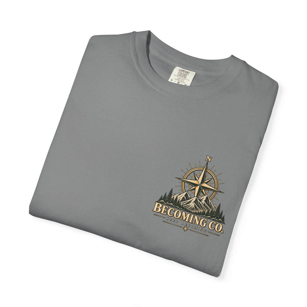 Keep Becoming Unisex Graphic Tee | Vintage Mountain Compass Shirt | Becoming Co.