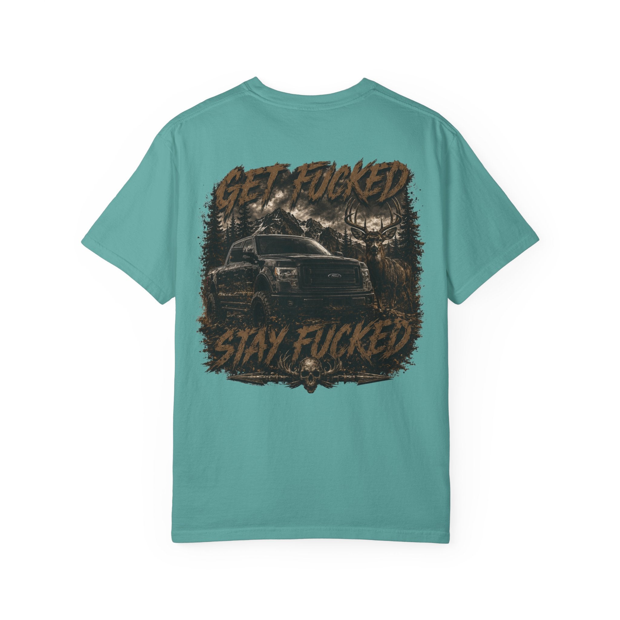 Built Different Hunting Shirt | GF Skull Logo Tee | Truck & Mule Deer Graphic Shirt