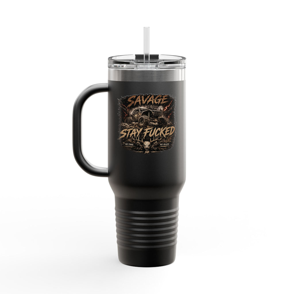 Savage Built 40oz Tumbler – Skull Logo Travel Mug | Insulated Stainless Steel Cup | Rugged Coffee Mug for Work, Outdoors & Daily Grind