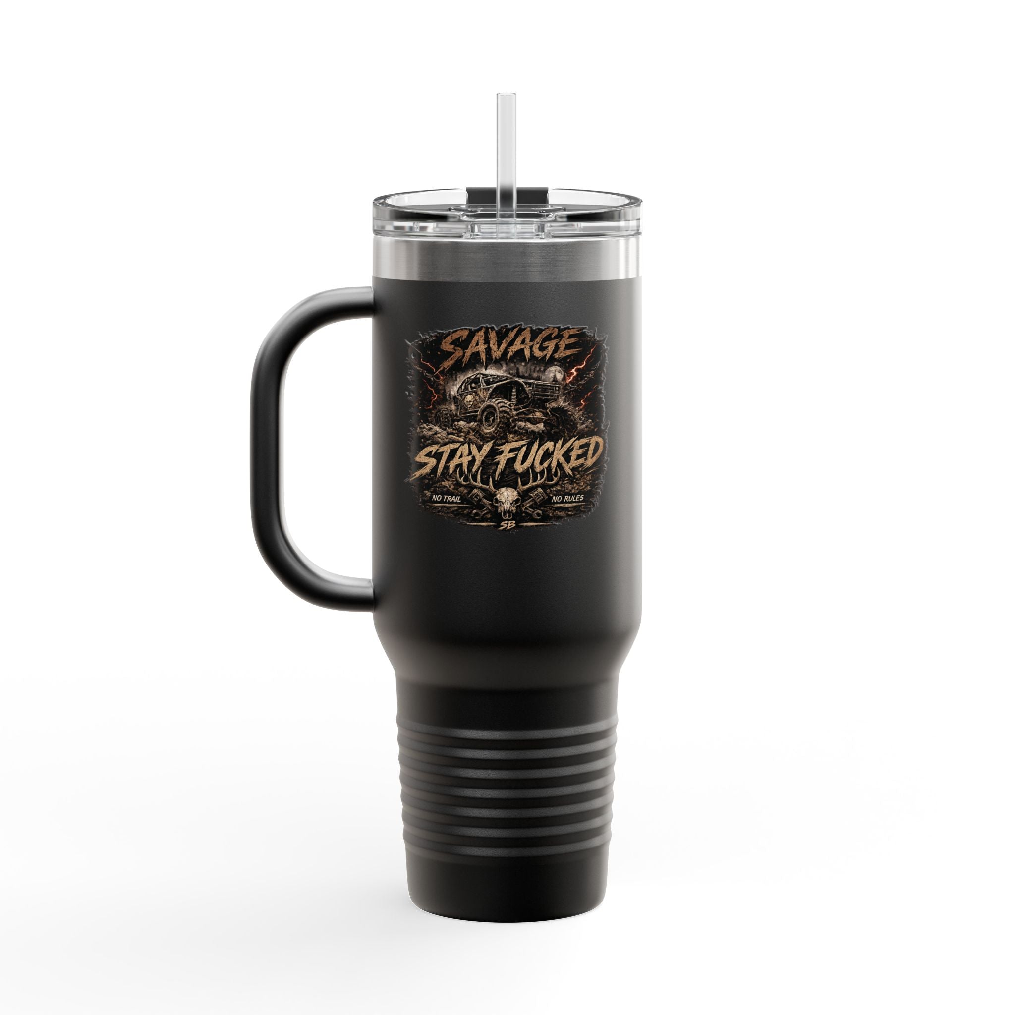 Savage Built 40oz Tumbler – Skull Logo Travel Mug | Insulated Stainless Steel Cup | Rugged Coffee Mug for Work, Outdoors & Daily Grind