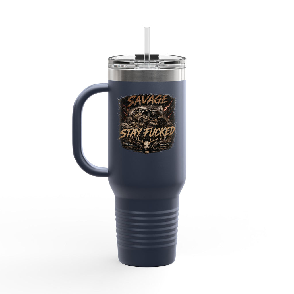 Savage Built 40oz Tumbler – Skull Logo Travel Mug | Insulated Stainless Steel Cup | Rugged Coffee Mug for Work, Outdoors & Daily Grind