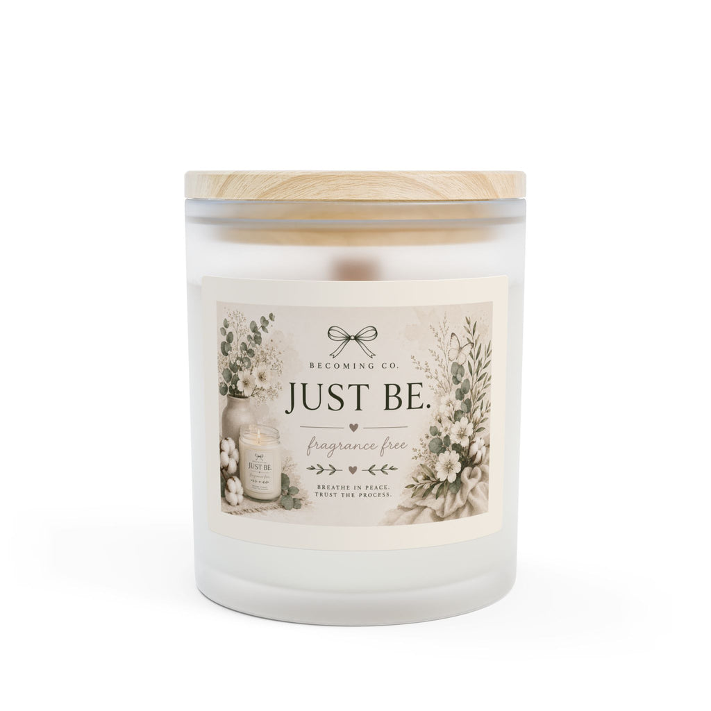 Becoming Co. Frosted Glass Candle | 11oz Coconut Soy Candle with Wooden Wick
