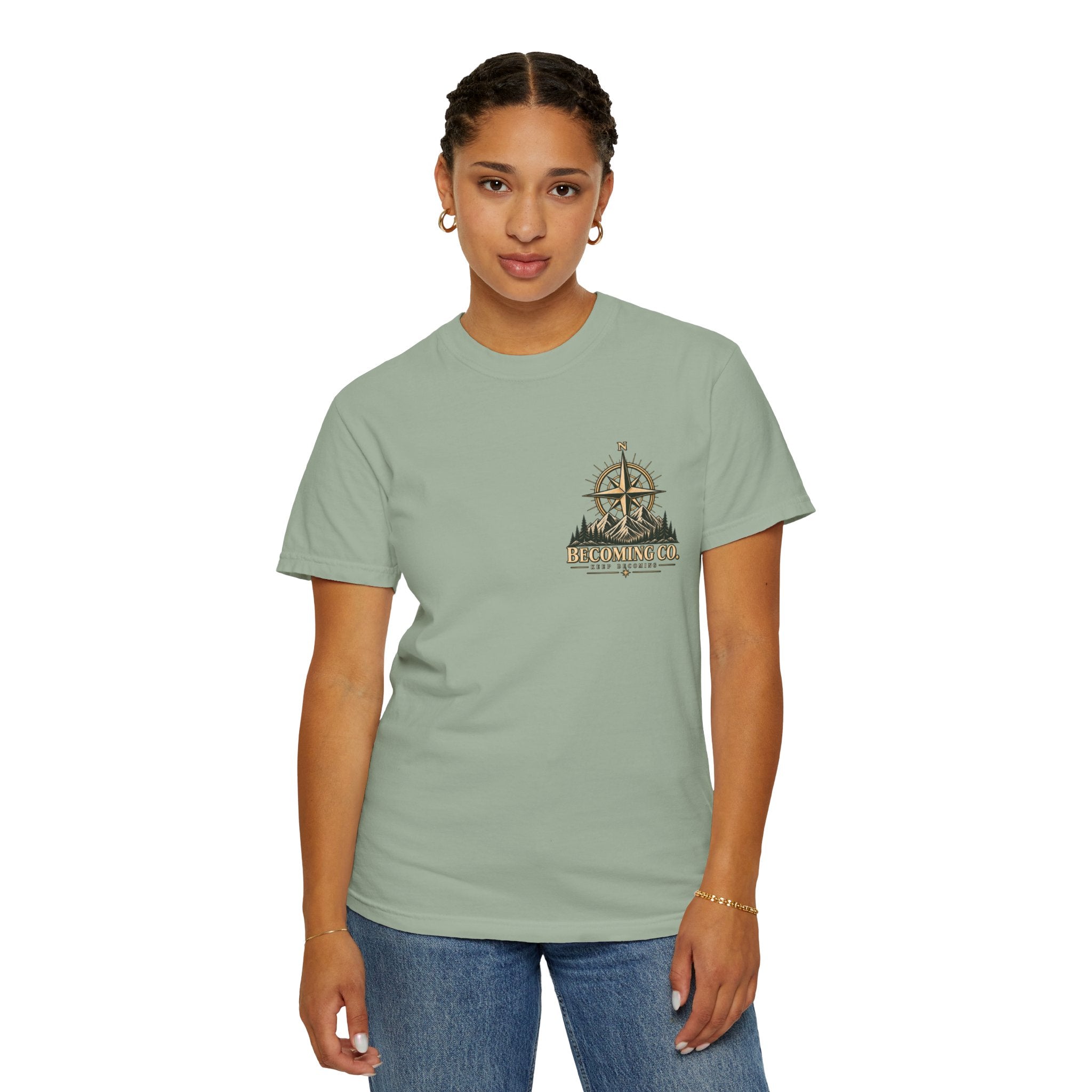 Keep Becoming Unisex Graphic Tee | Vintage Mountain Compass Shirt | Becoming Co.