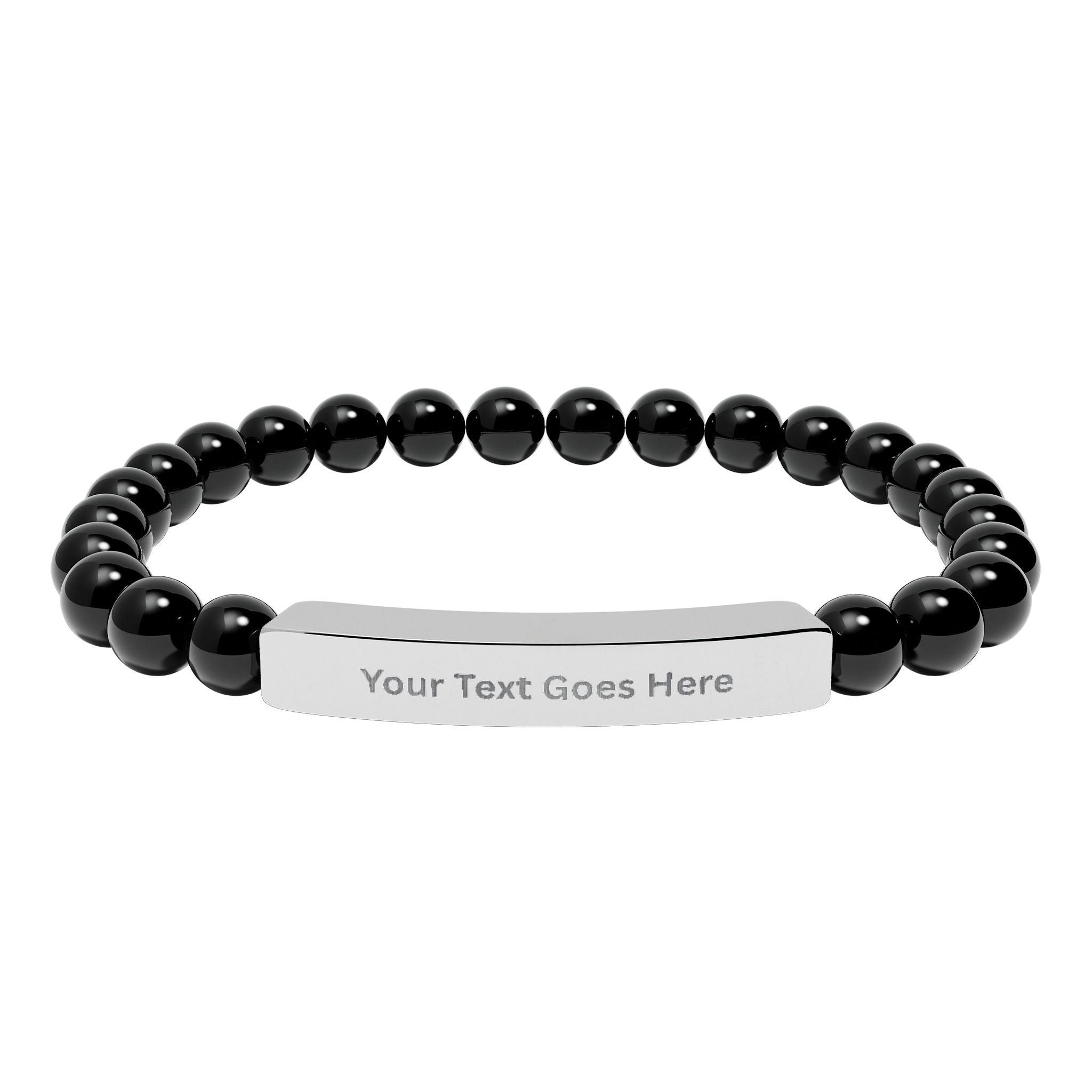 Personalized Beaded Bracelet – Engraved Name Bar Gift
