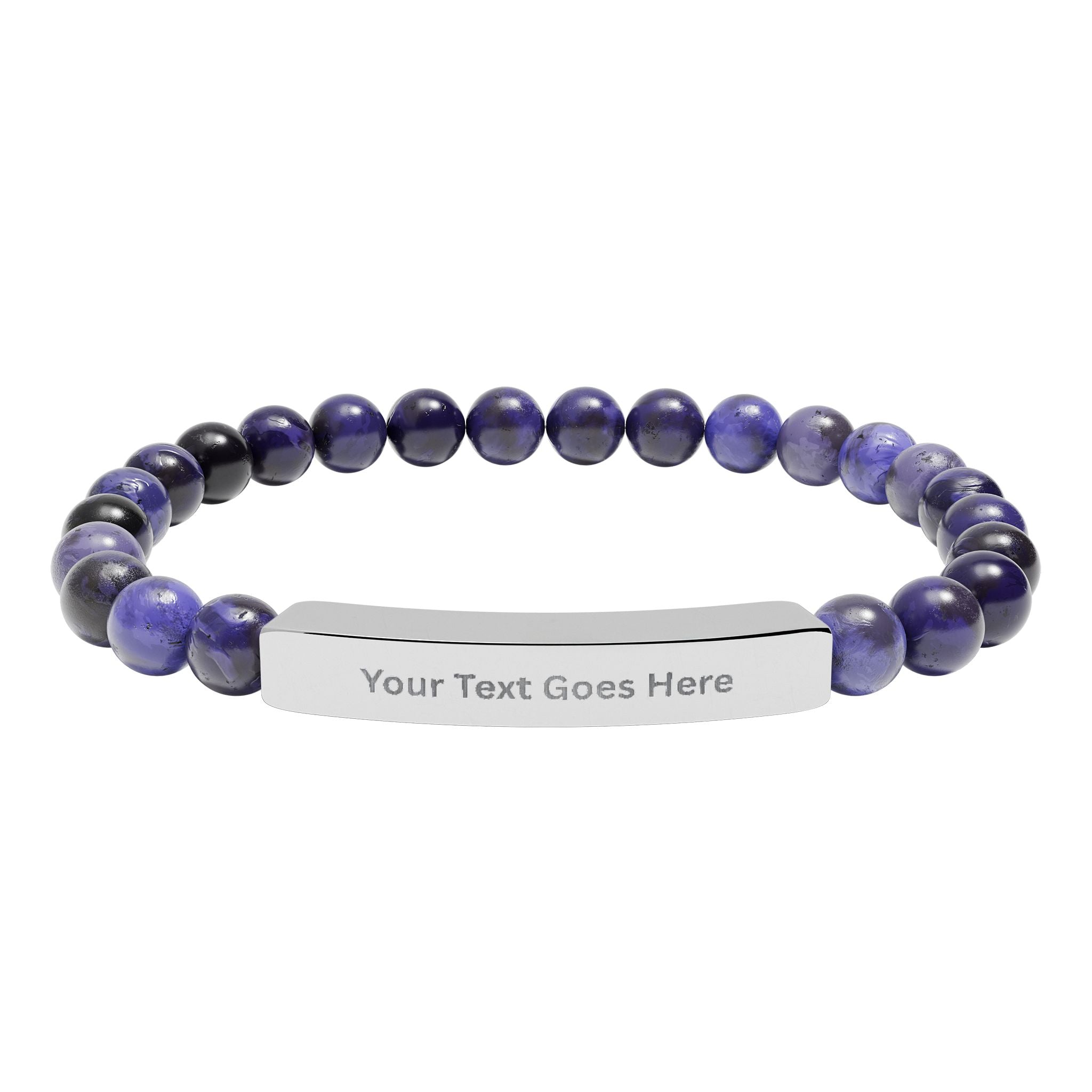 Personalized Beaded Bracelet – Engraved Name Bar Gift