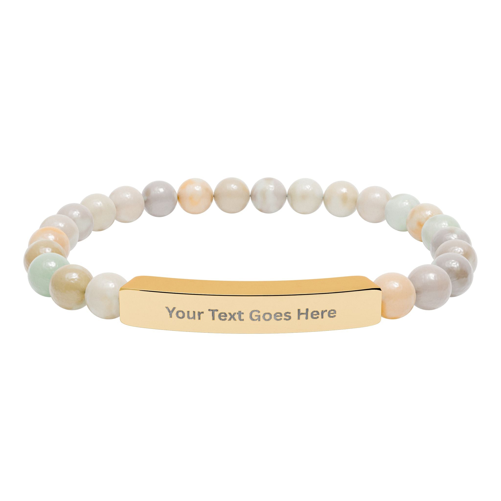 Personalized Beaded Bracelet – Engraved Name Bar Gift