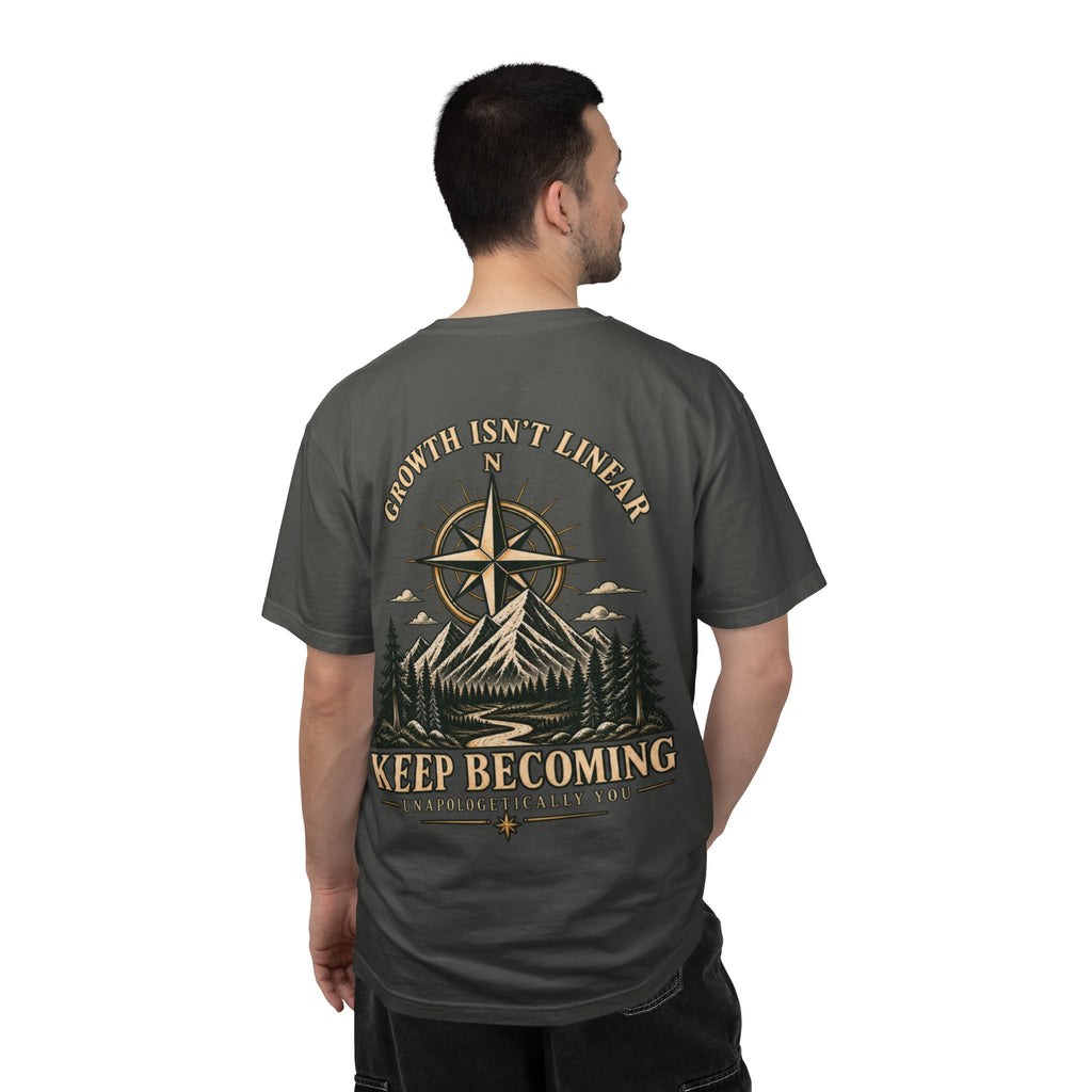 Keep Becoming Unisex Graphic Tee | Vintage Mountain Compass Shirt | Becoming Co.
